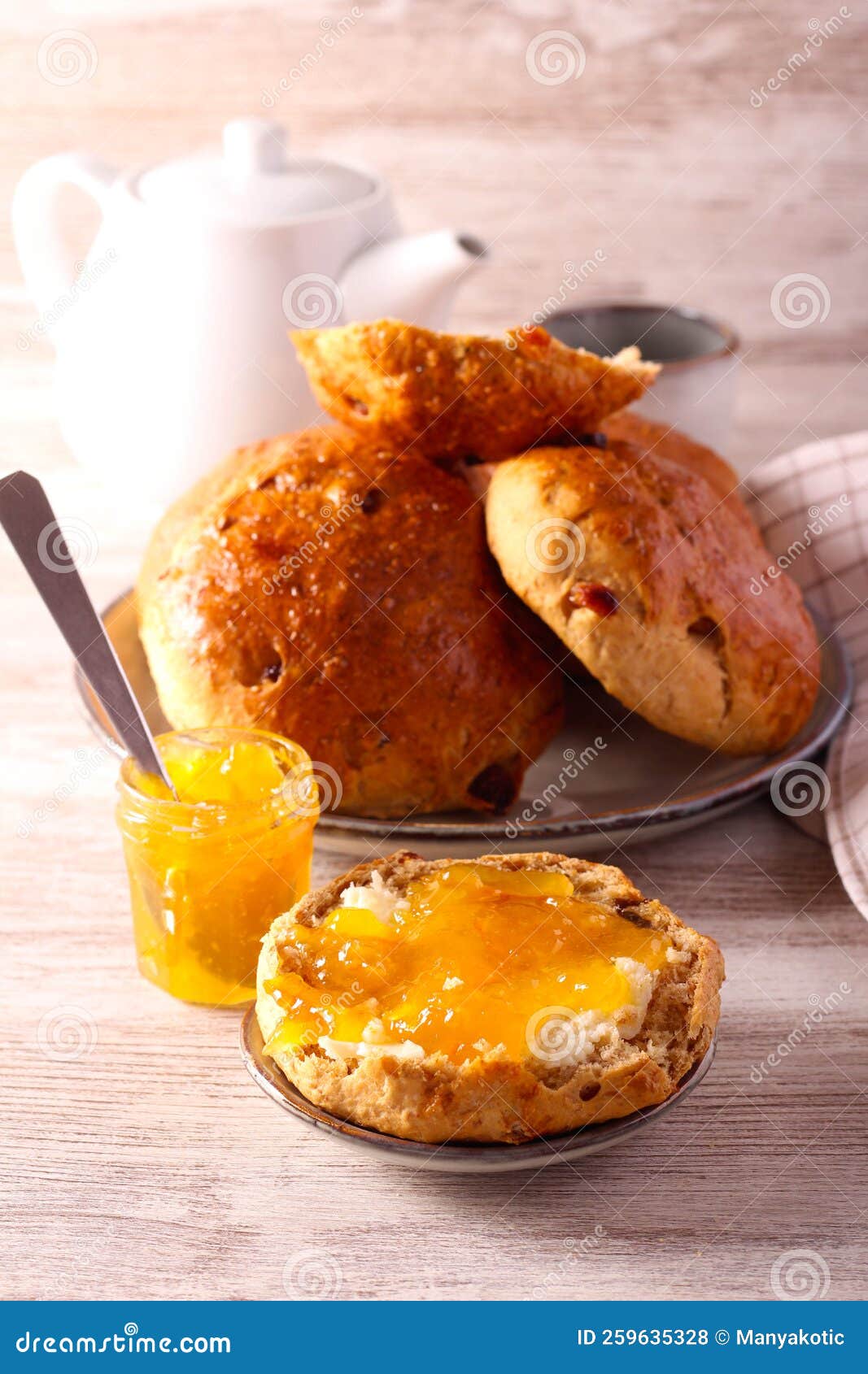 Buns with Butter and Marmalade Stock Photo Image of wheat, snack