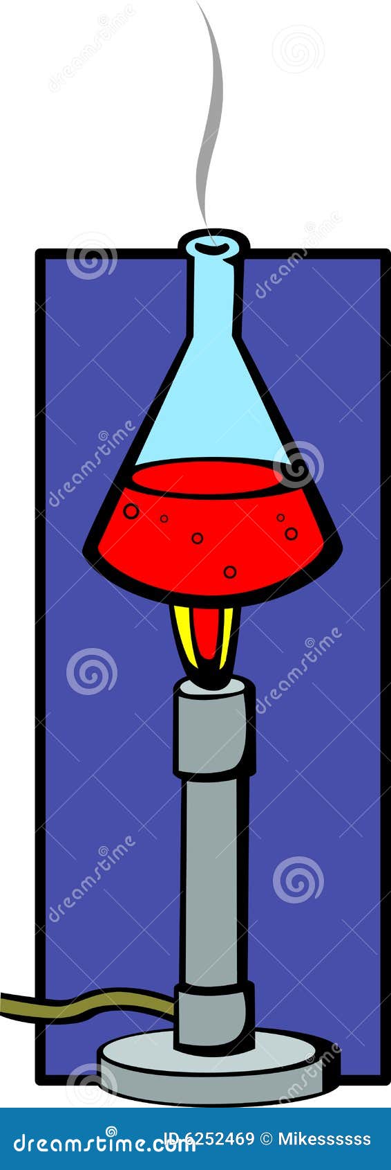 Bunsen Burner Heating Flask with Chemical Vector Stock Vector