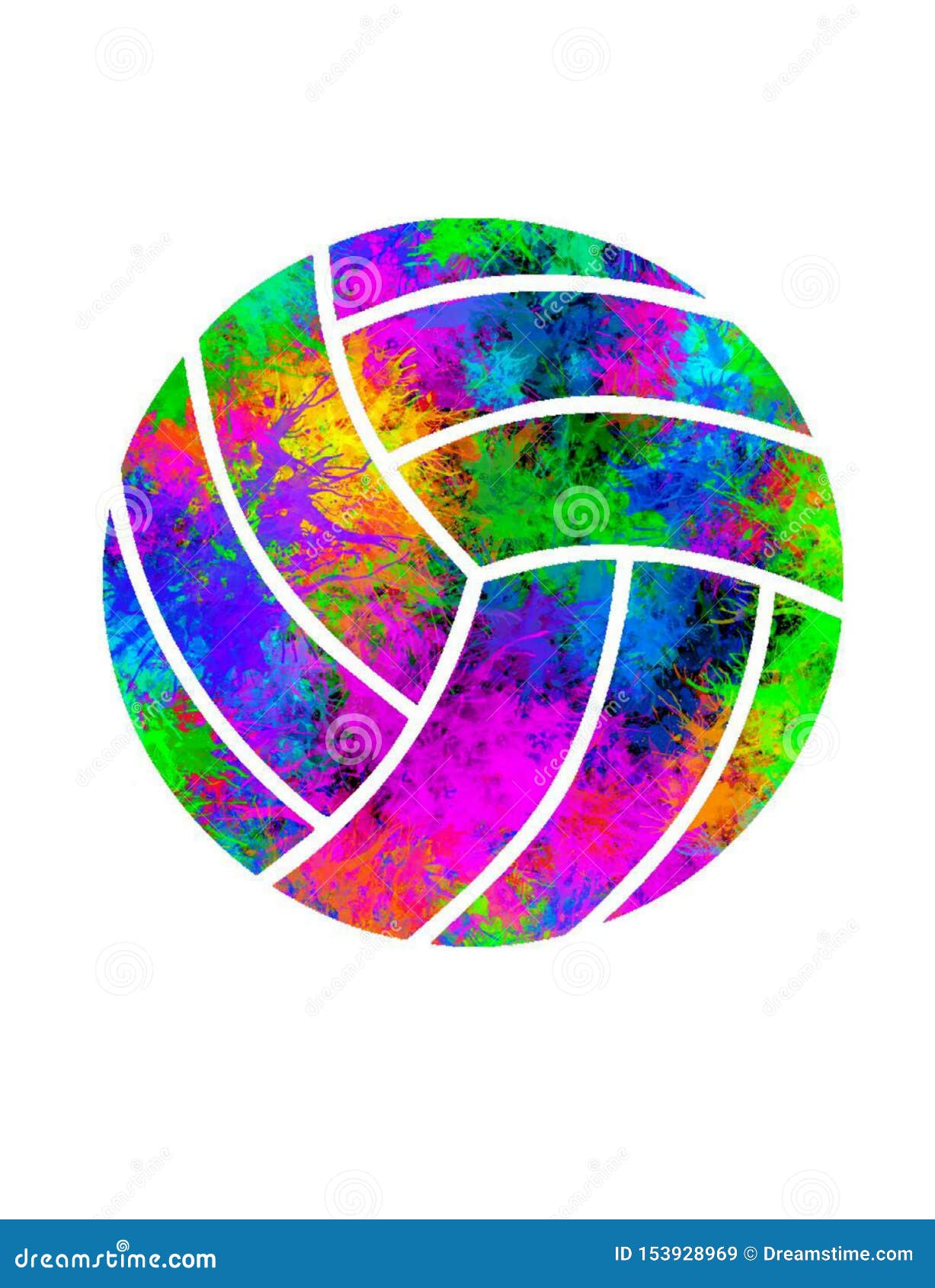 Bunt Platschern Sie Volleyball Mit Weissem Hintergrund Stock Abbildung Illustration Von Volleyball Bunt 153928969