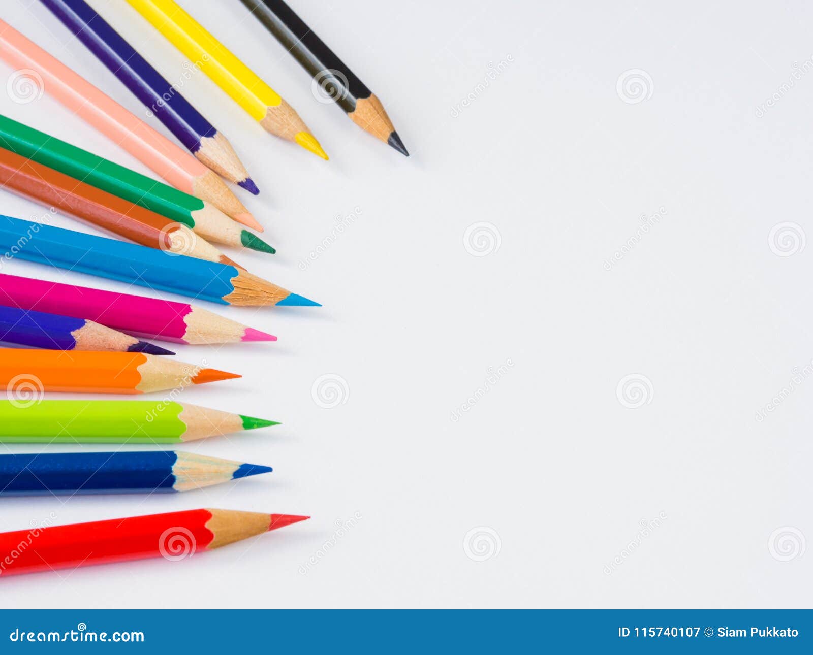 Bunte Bleistifte der Nahaufnahme auf weißem Hintergrund Zurück zu Schule-Konzept