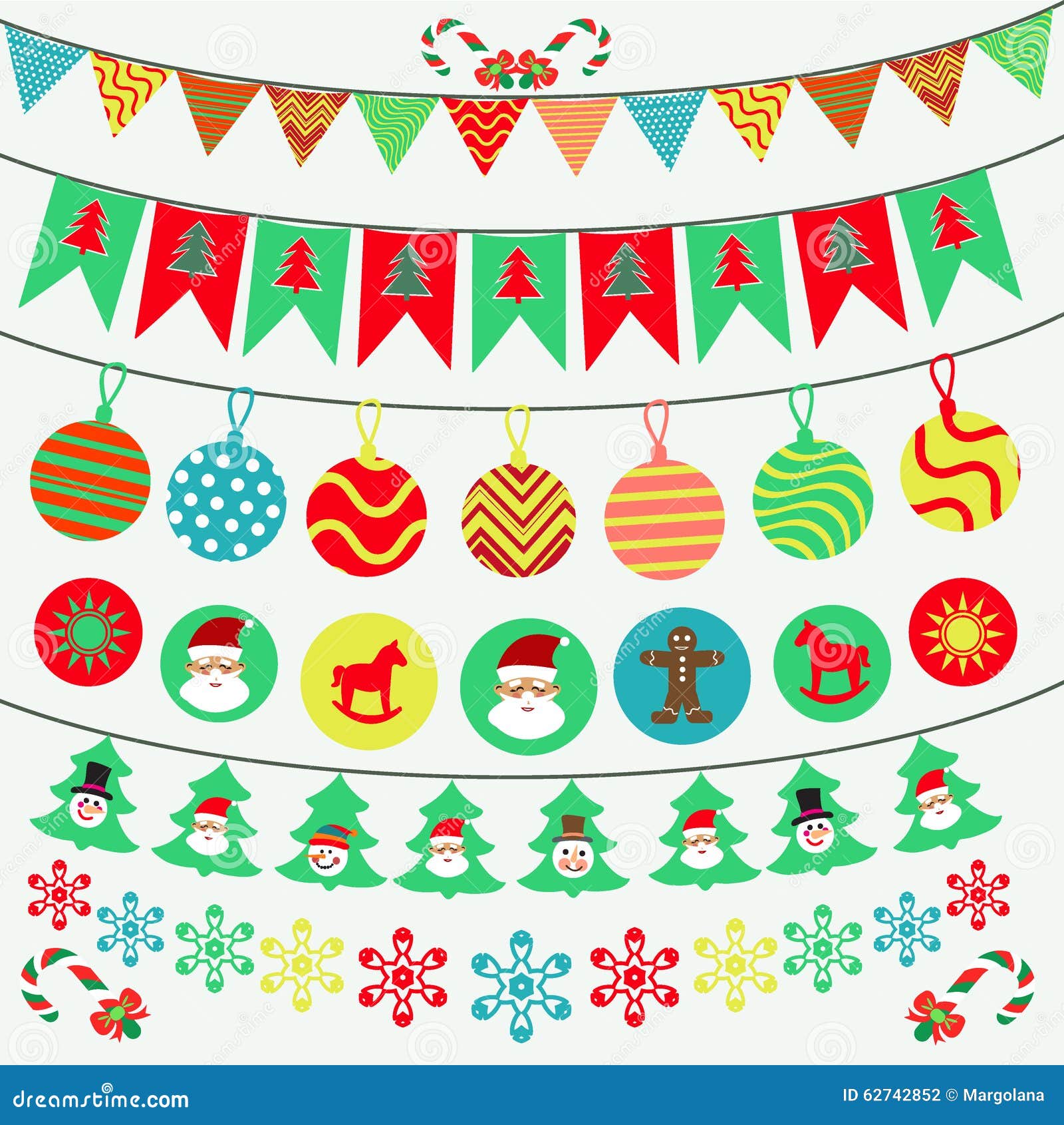Bunting and Garland Decoration Stock Vector - Illustration of greeting ...
