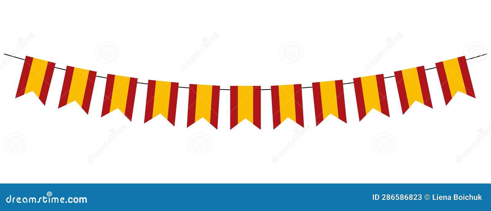 bunting garland, red and yellow pennants, retro style  decorative 