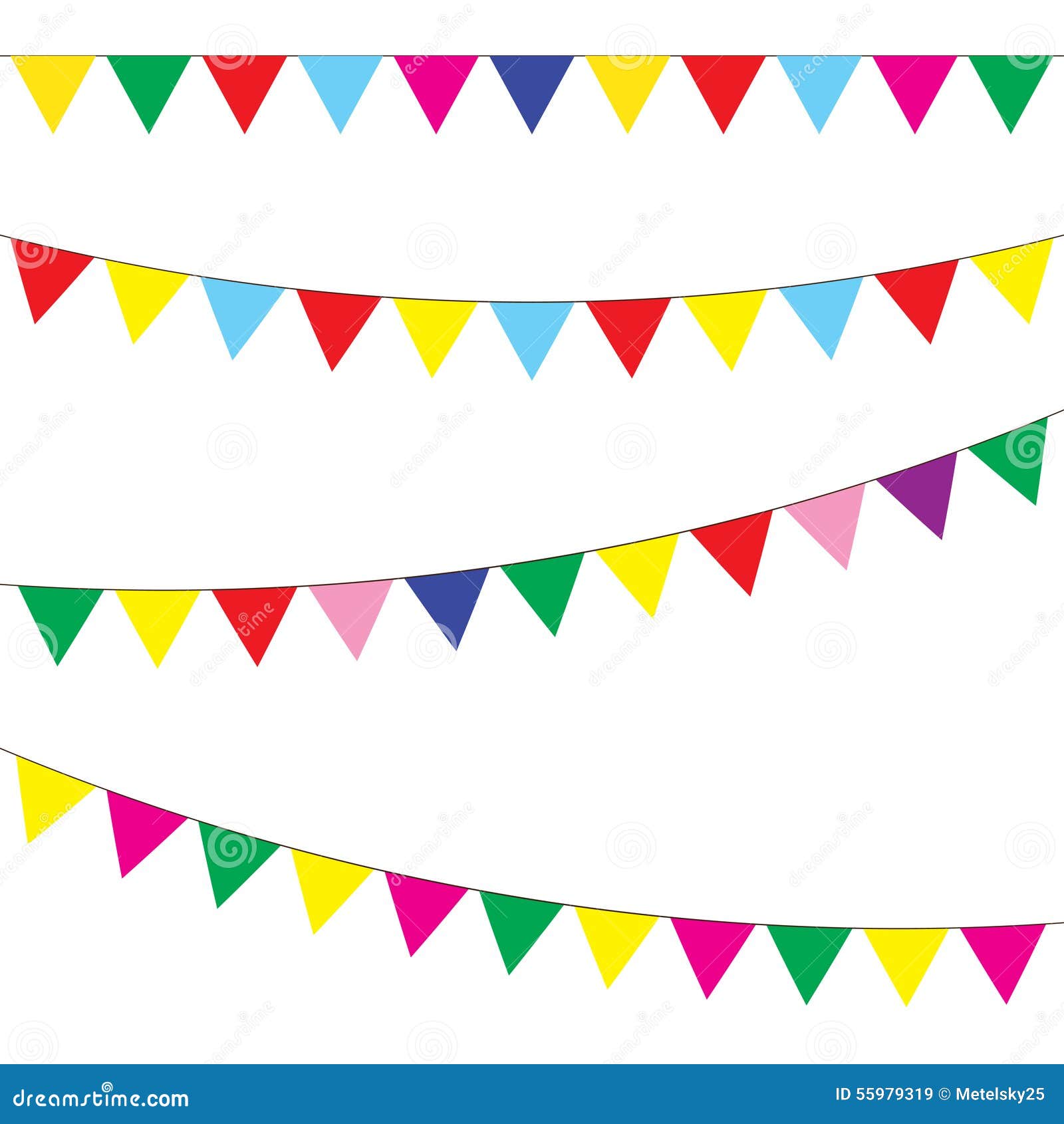 Bunting and Garland Set. Festive Flags. Vector. Stock Vector