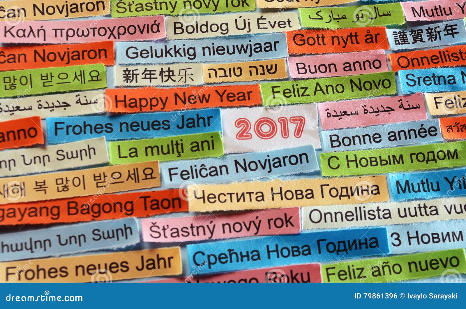 Buon Anno Sulle Lingue Differenti Fotografia Stock - Immagine di smalto