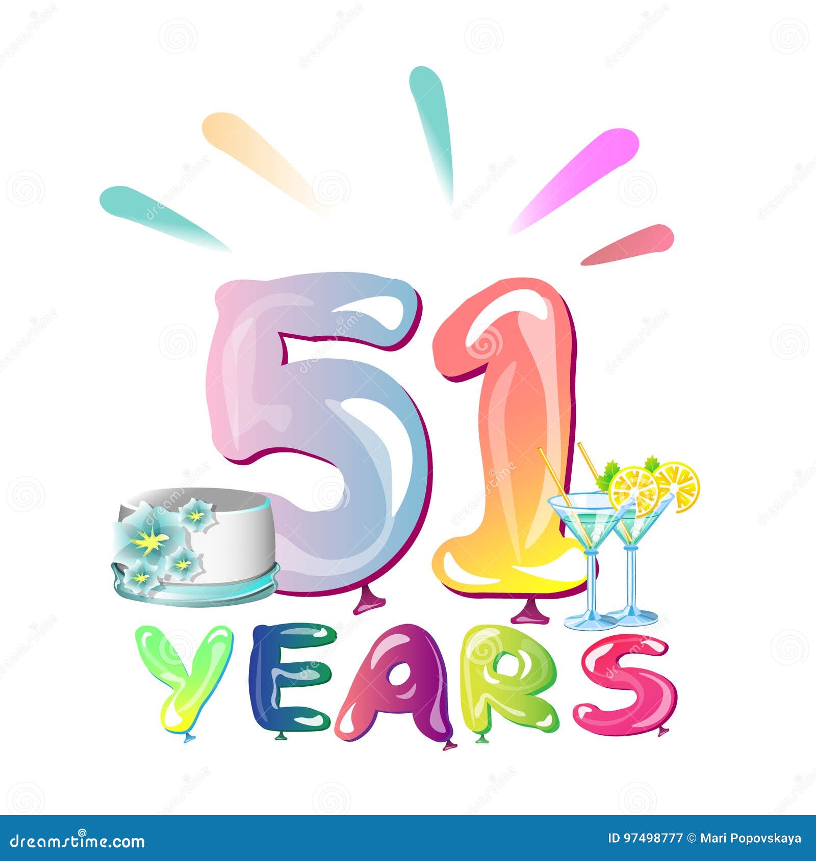 Buon Compleanno Cinquanta Un 51 Anno Illustrazione Vettoriale Illustrazione Di Felice Numero