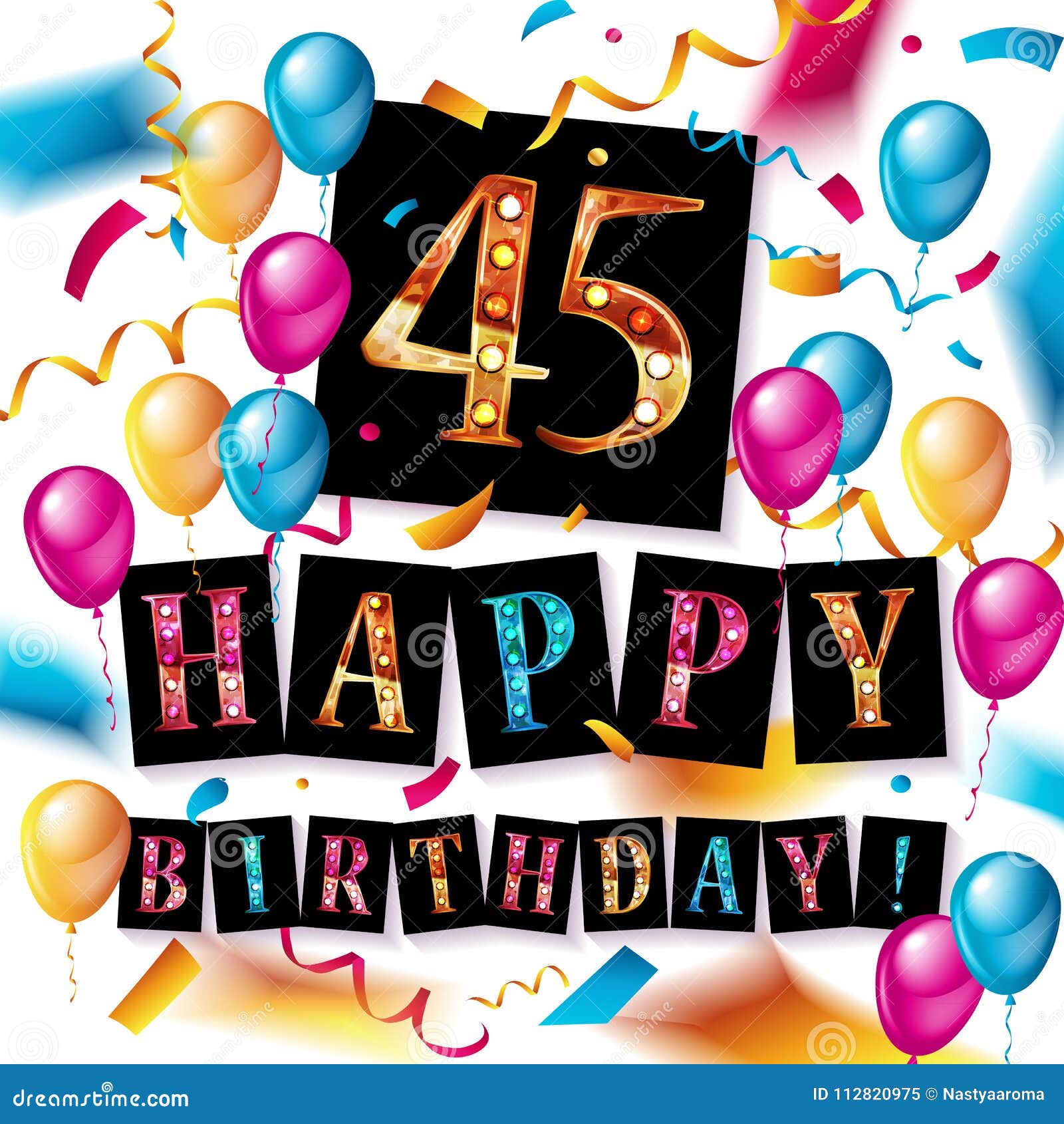 Buon Compleanno Quarantacinque 45 Anni Illustrazione Di Stock Illustrazione Di Background Congratulazioni