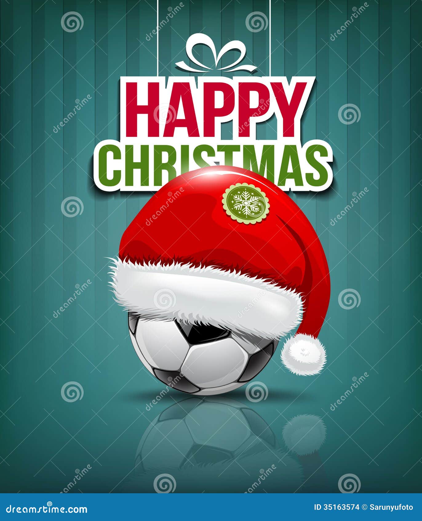 Buon Natale Calcio.Buon Natale Cappello Di Santa Su Pallone Da Calcio Illustrazione Vettoriale Illustrazione Di Sport Rosso 35163574