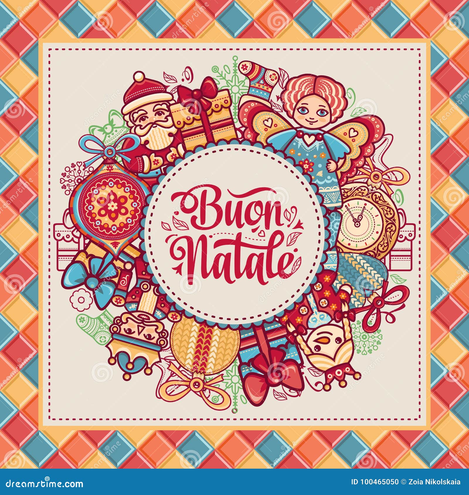 Immagini Natale Vintage.Buon Natale Greeting Card Christmas Template Winter Holiday In Italy Congratulation On Italian Vintage Style Stock Illustration Illustration Of Style Natale 100465050
