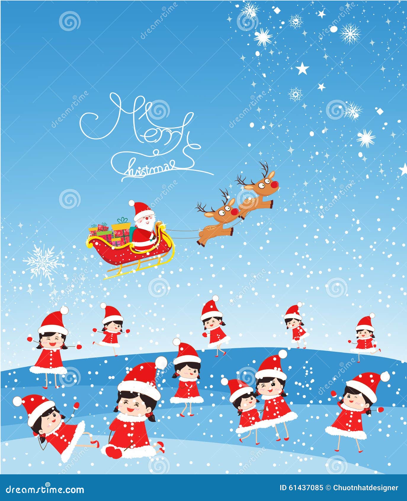 Sfondi Natalizi Umoristici.Buon Natale Con I Bambini Divertenti Ed Il Volo Di Santa Claus Illustrazione Vettoriale Illustrazione Di Scheda Closeup 61437085