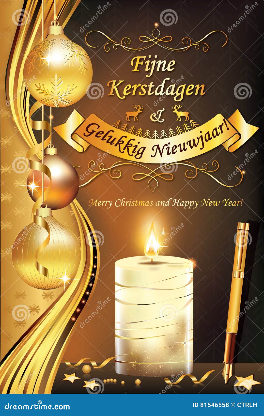 Buon Natale Olandese.Buon Natale E Buon Anno Nella Lingua Olandese Illustrazione Di Stock Illustrazione Di Desideri Linguaggio 81546558