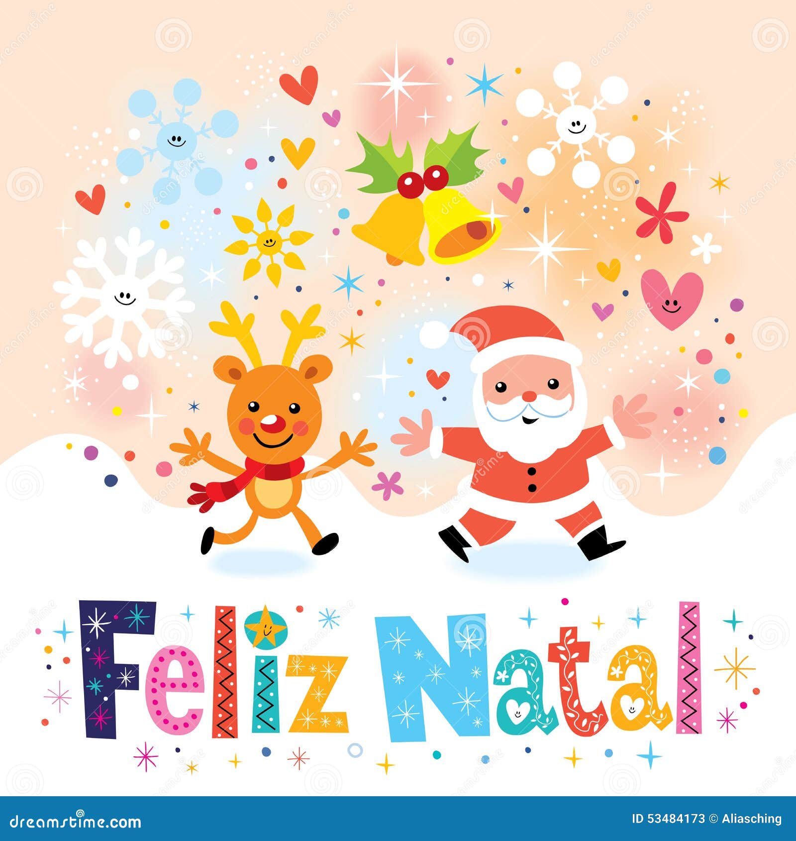 Buon Natale In Brasiliano.Buon Natale Feliz Natal Portoghese Cartolina D Auguri Portoghese Illustrazione Vettoriale Illustrazione Di Fumetto Background 53484173