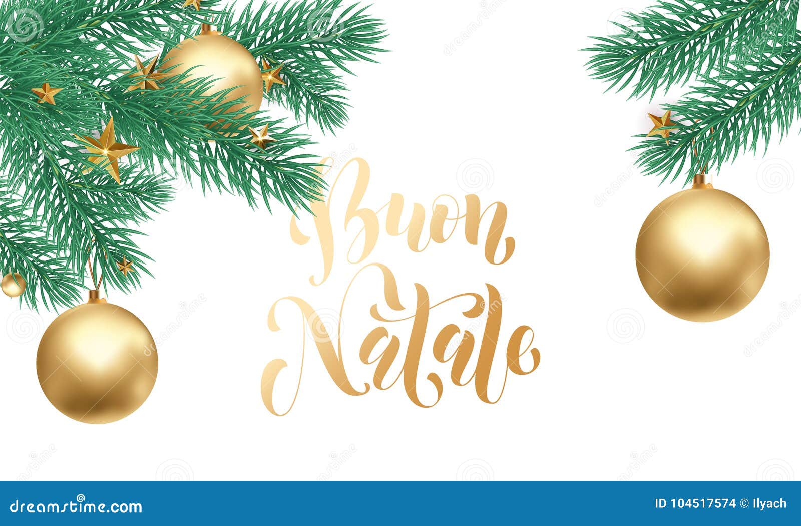 Buon Natale Italian.Buon Natale Italian Merry Christmas Holiday Golden Hand Drawn Calligraphy Text For Greeting Card Of Christmas Star Ornament Decora Stock Vector Illustration Of Background Postcard 104517574