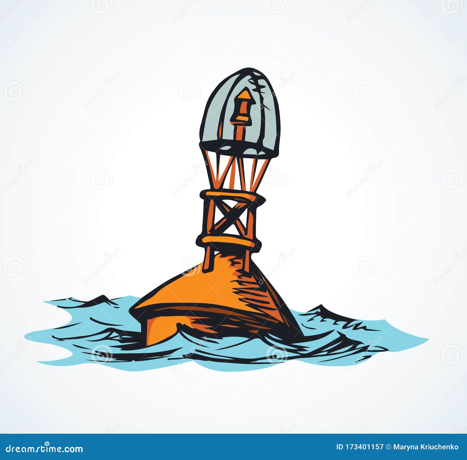 Buoy. Vector drawing stock vector. Illustration of marine 173401157