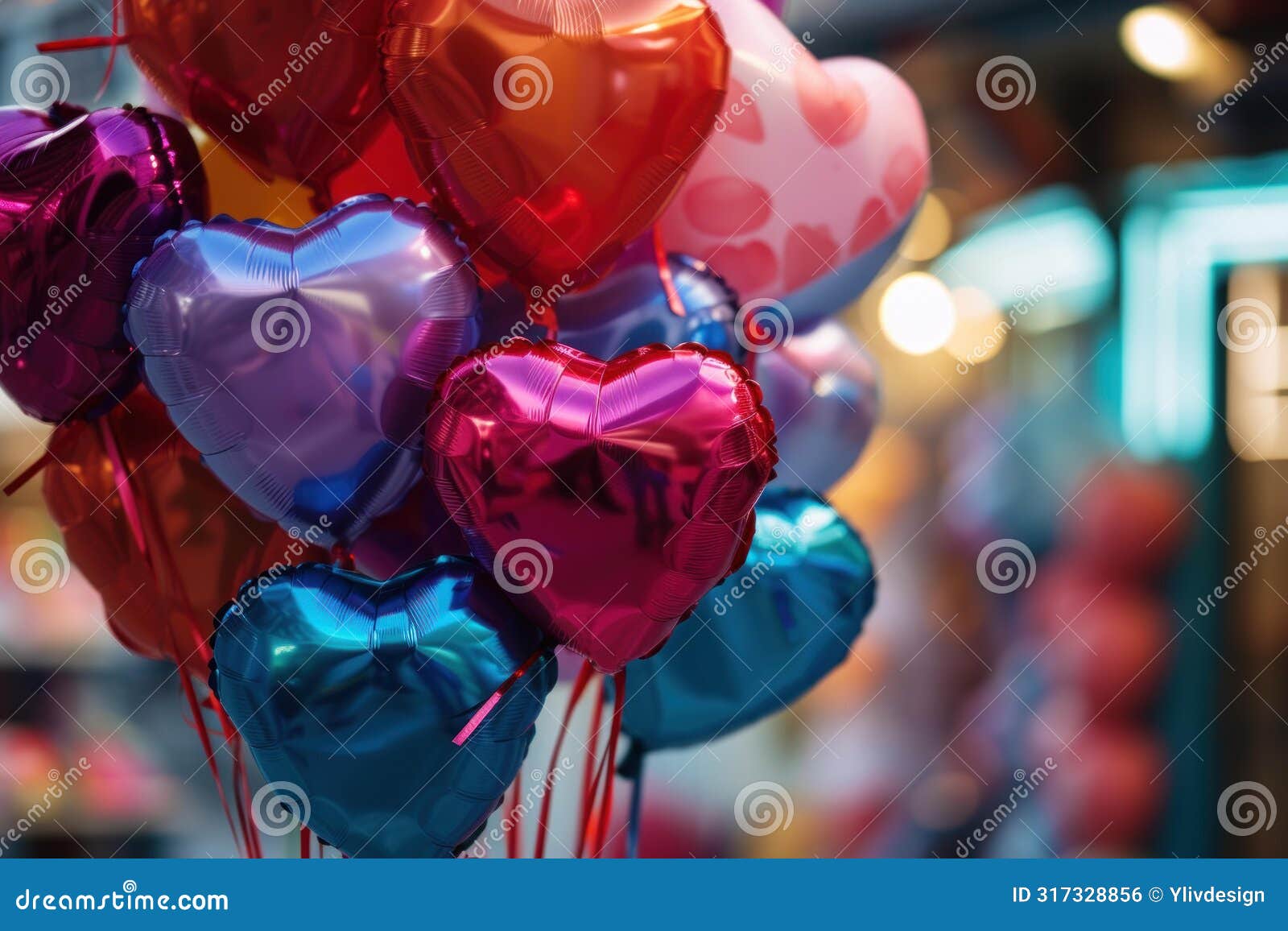 buoyant couple balloons d heart. generate ai