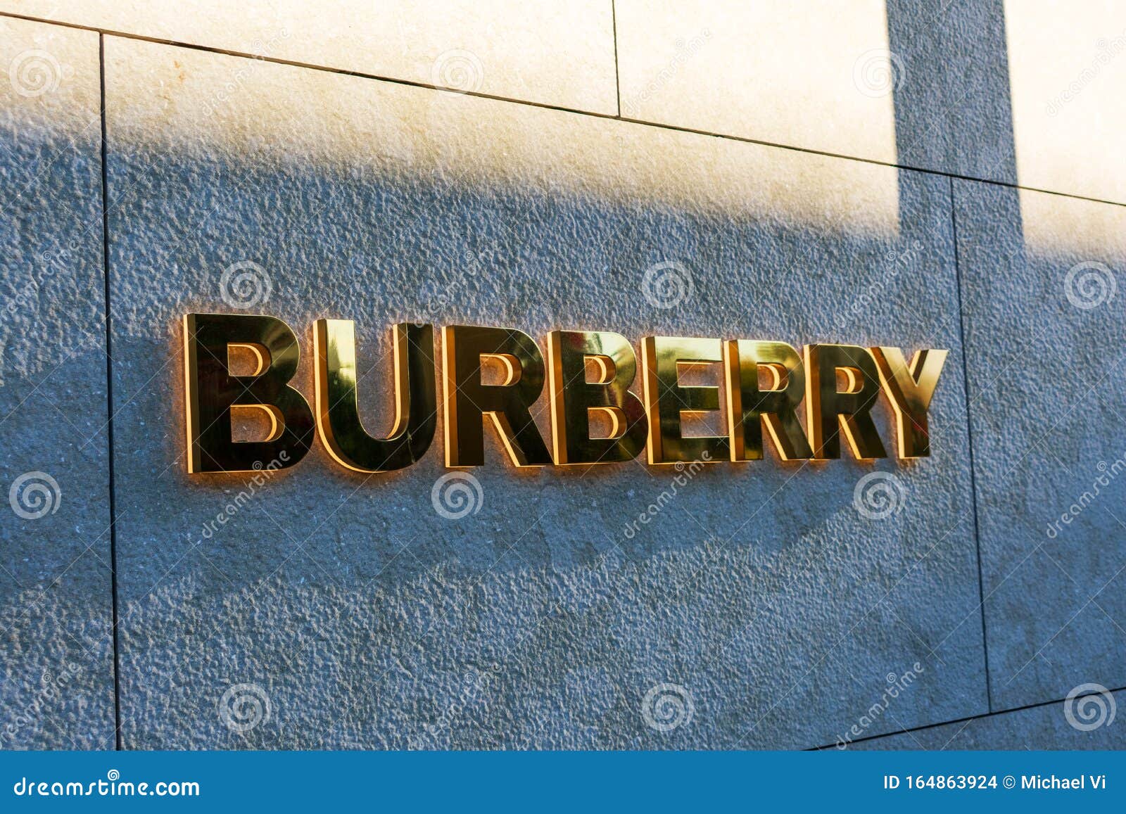 Burberry Logo on the Facade of the Retail Store Stock - Image of close, 164863924