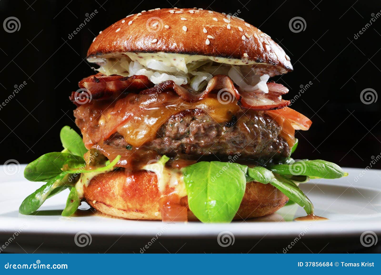 Burger stock photo. Image of plate, caloric, fastfood - 37856684