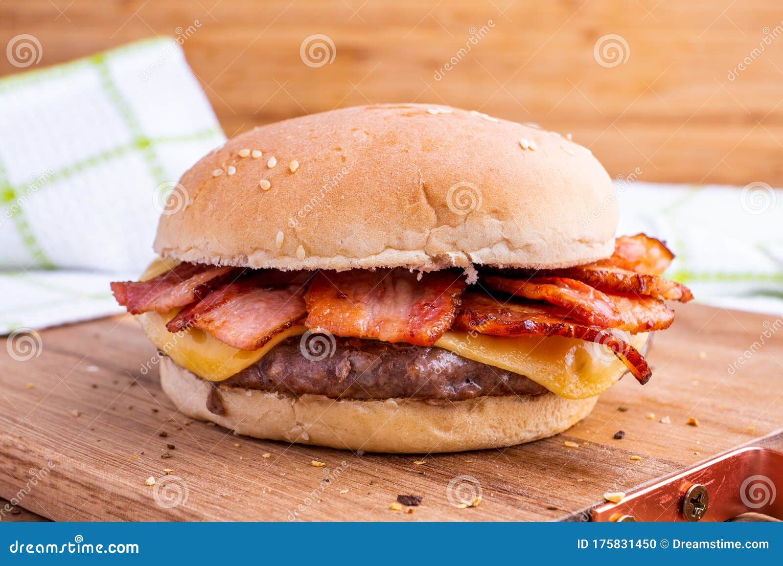 Burger bacon and cheese stock photo. Image of delicius - 175831450