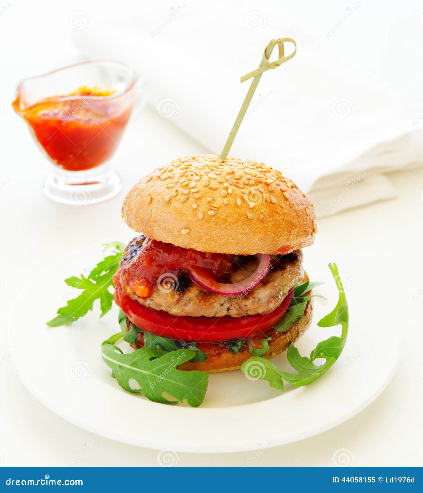 Burger with Barbecue Sauce. Stock Image Image of unhealthy, seed
