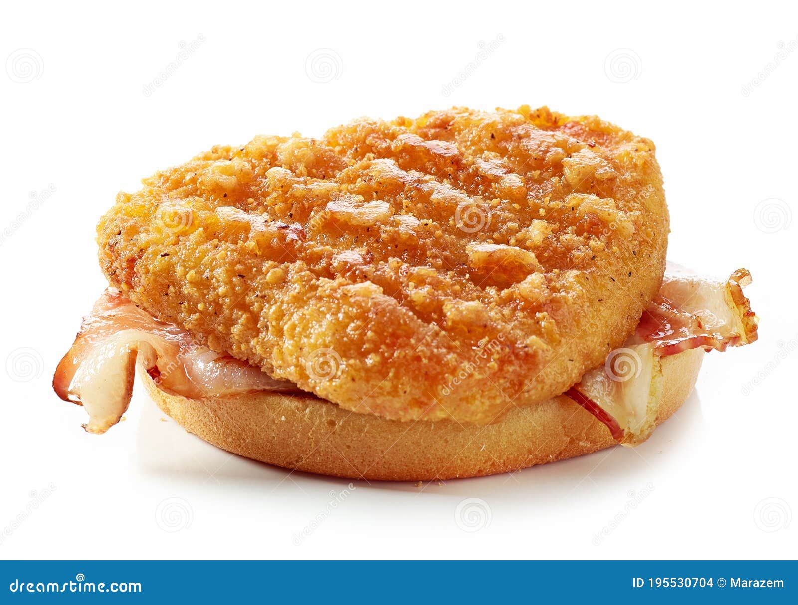 Burger Bread with Fried Chicken and Bacon Stock Photo Image of
