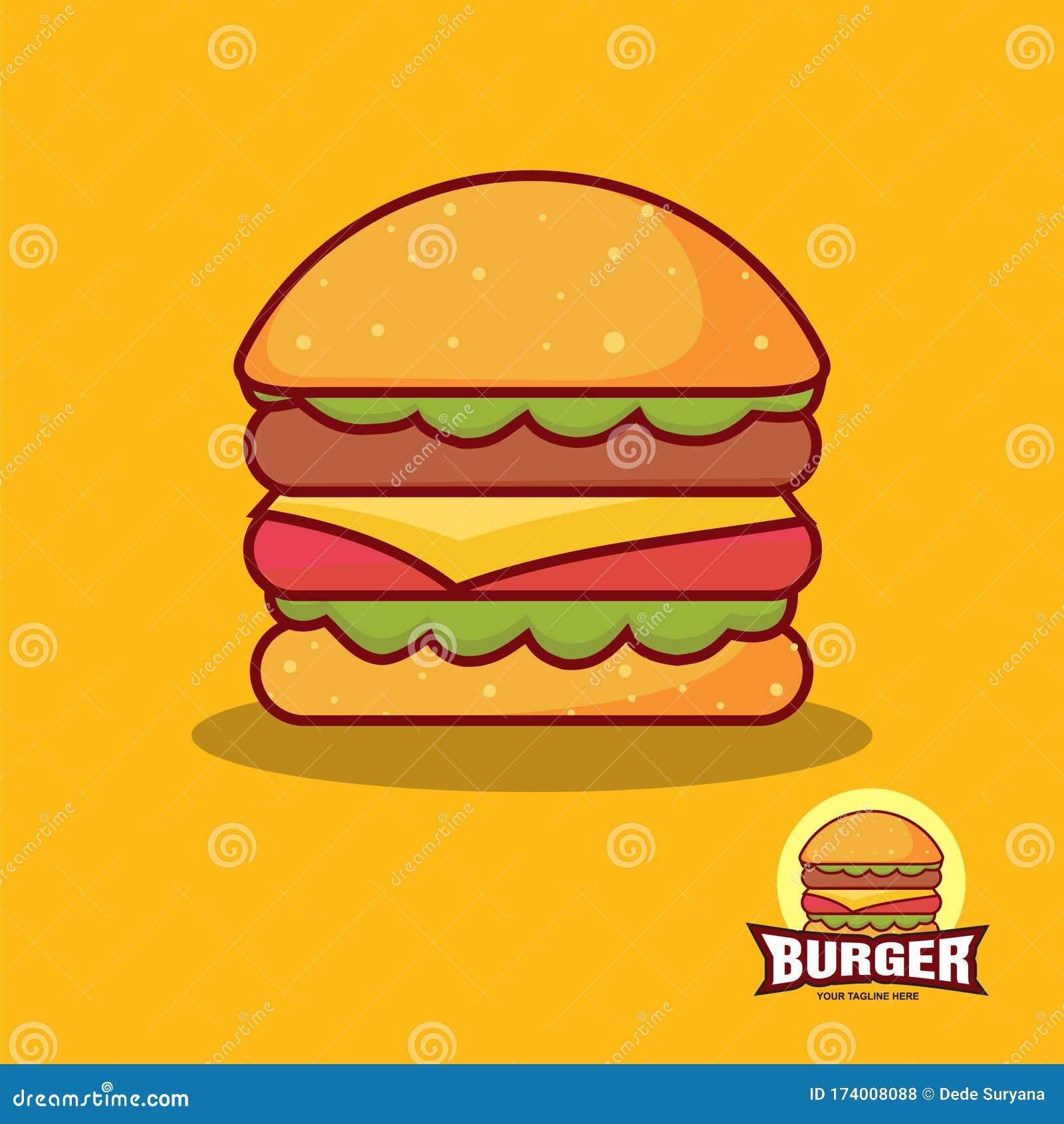 Kartun gambar burger Tutorial Menggambar
