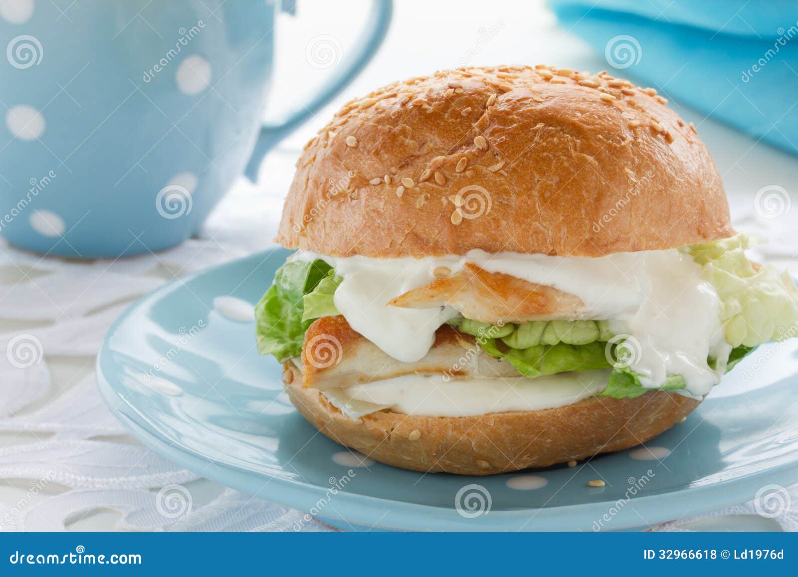 Burger with chicken. stock photo. Image of chicken, breast - 32966618