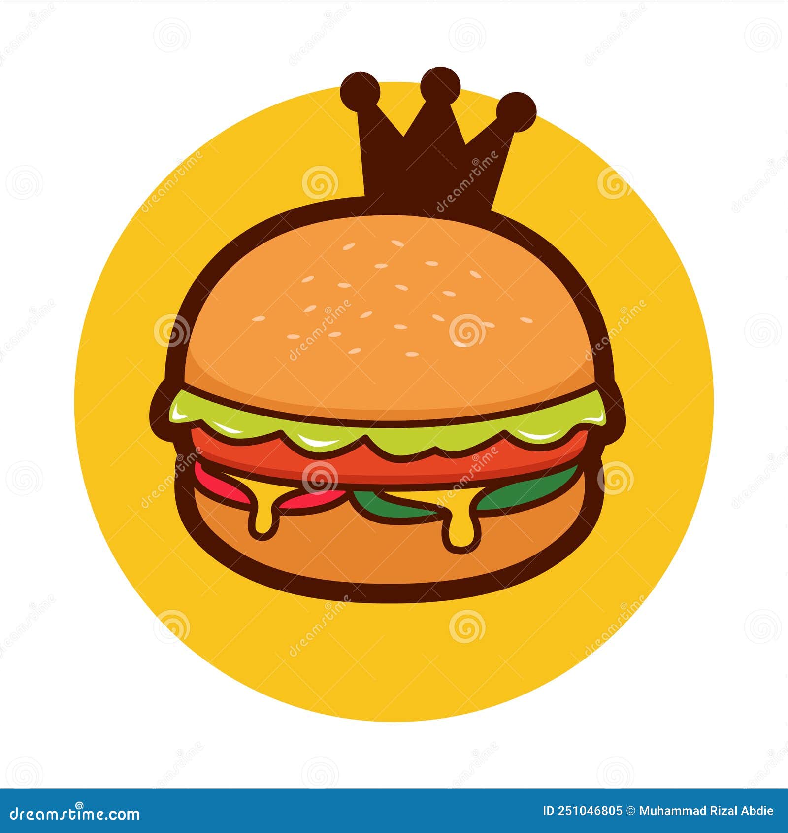 burger with crown  logo, king of burger logo