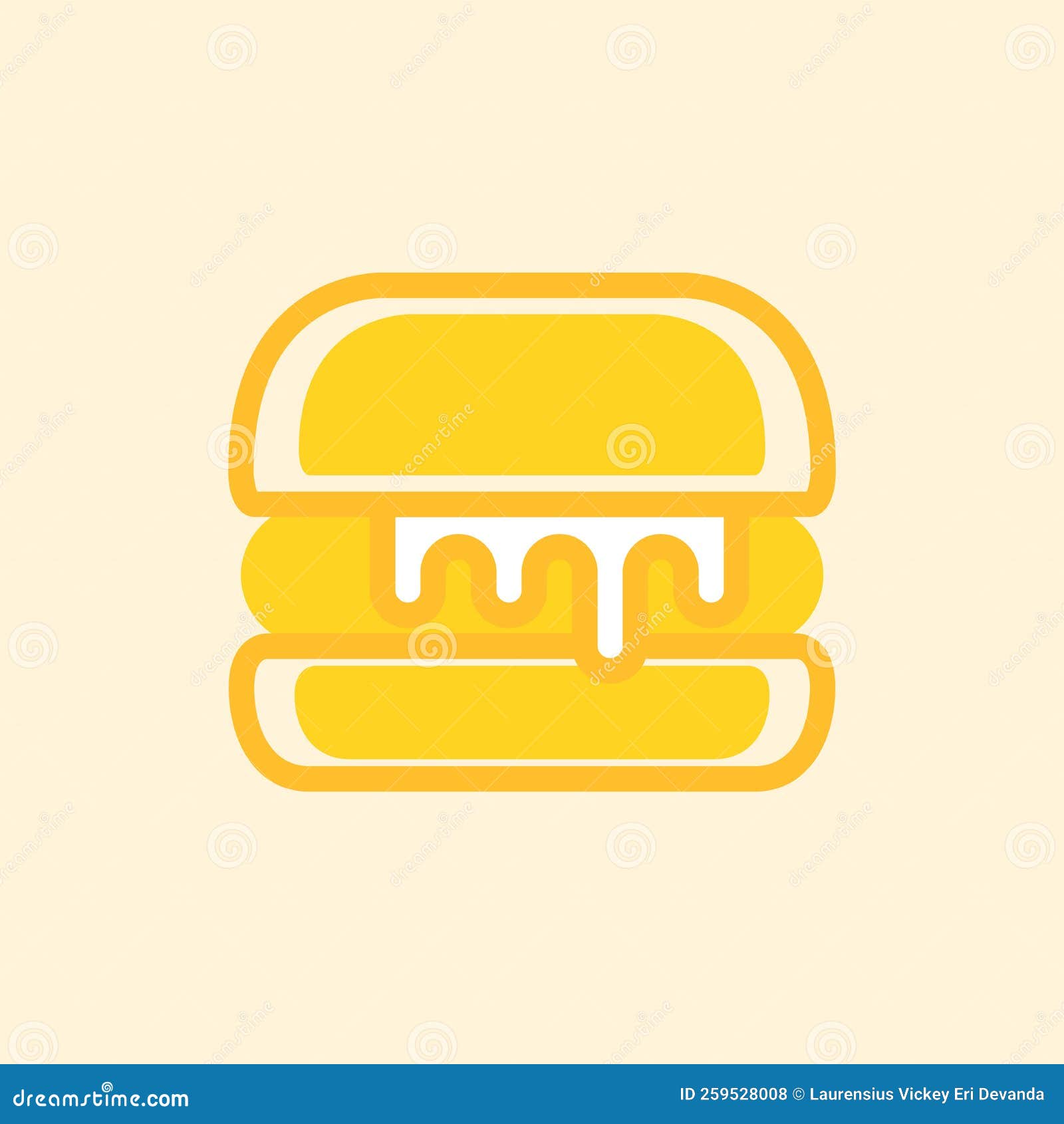 Soft Yellow Pastel Burger Food Icon Pack Vector Illustration Stock
