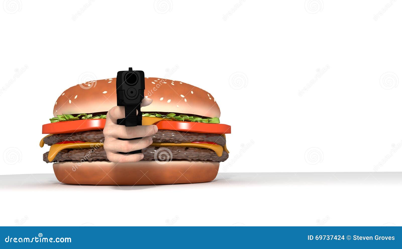 Burger with gun stock illustration. Illustration of cheeseburger 69737424