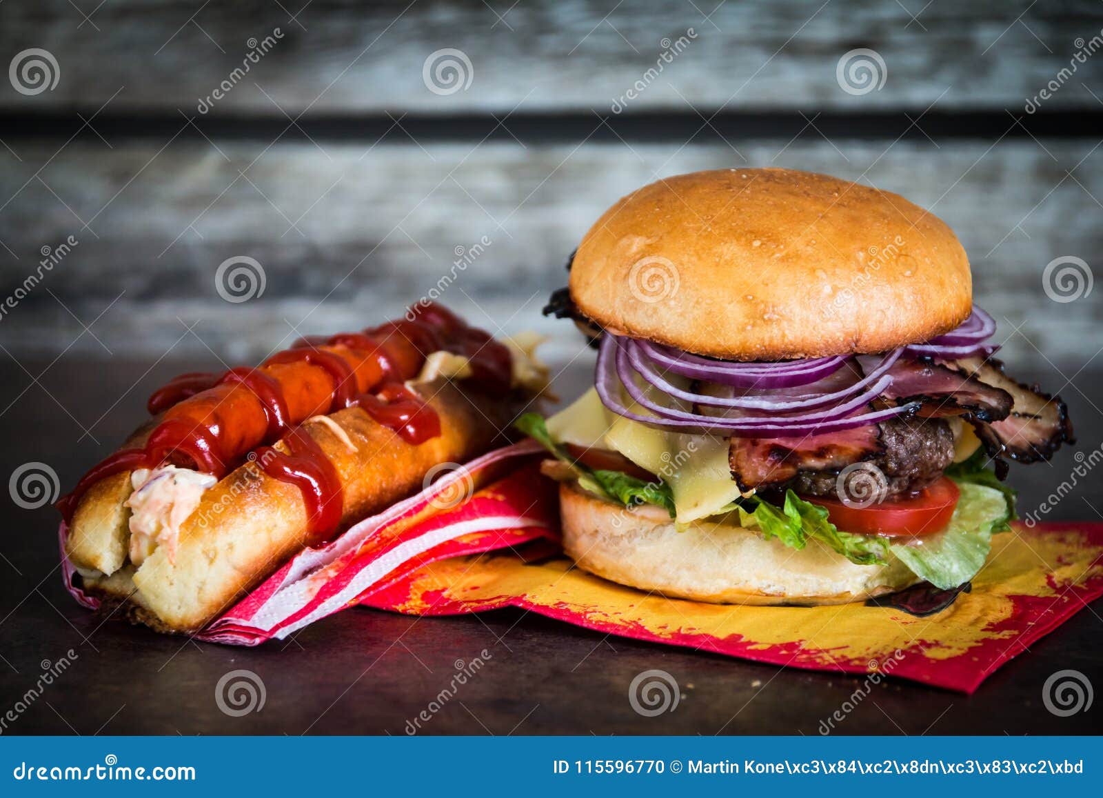 burger and hotdog