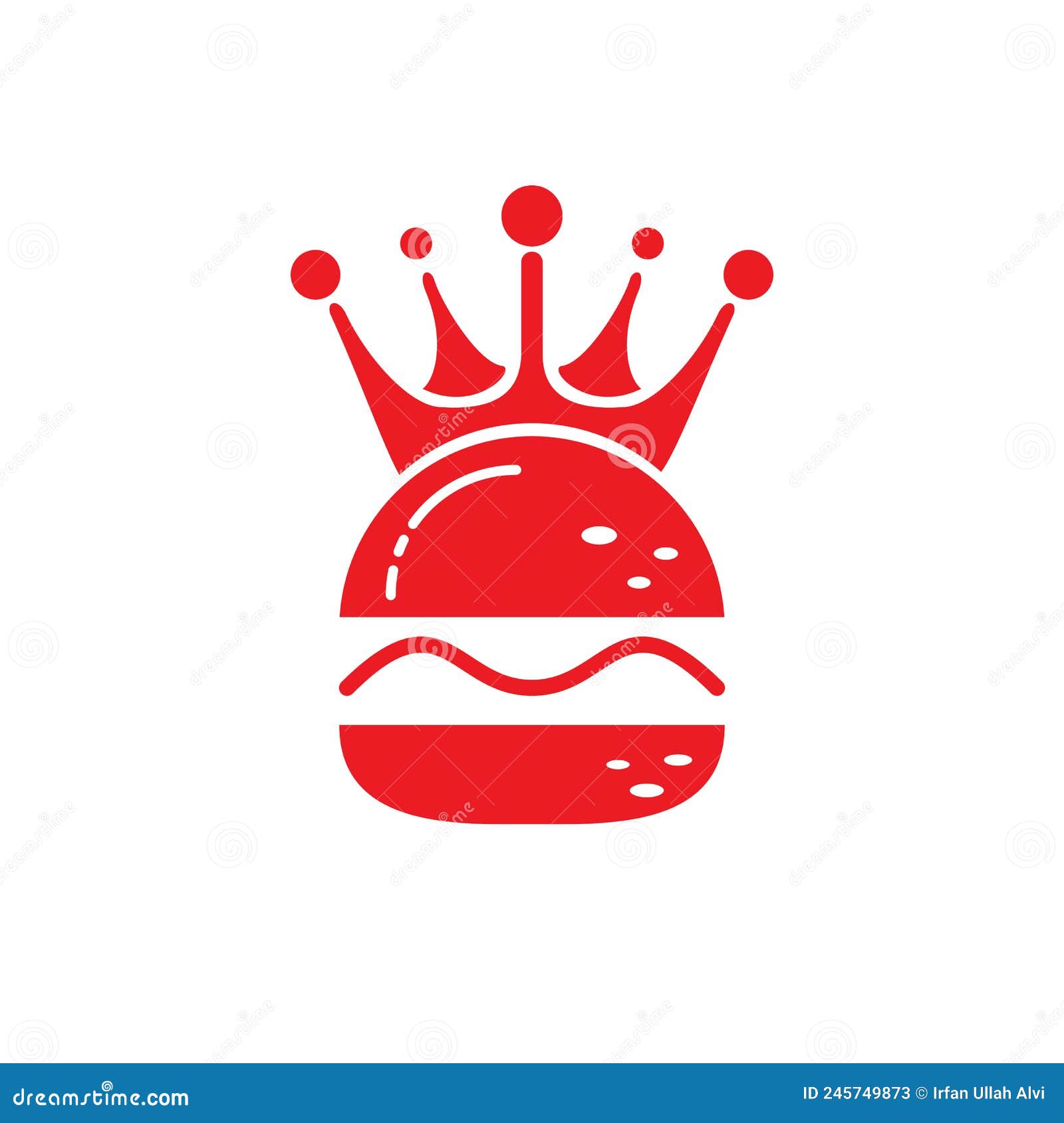 Burger King Vector Logo Design. Burger with Crown Icon Logo Concept