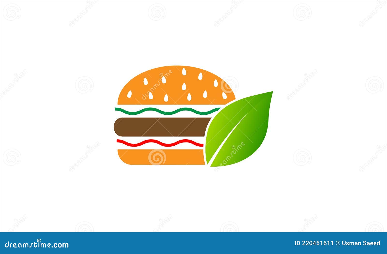 Burger with Leaf Icon or Eco Burger Logo Design Illustration Stock Vector -  Illustration of cheeseburger, burger: 220451611