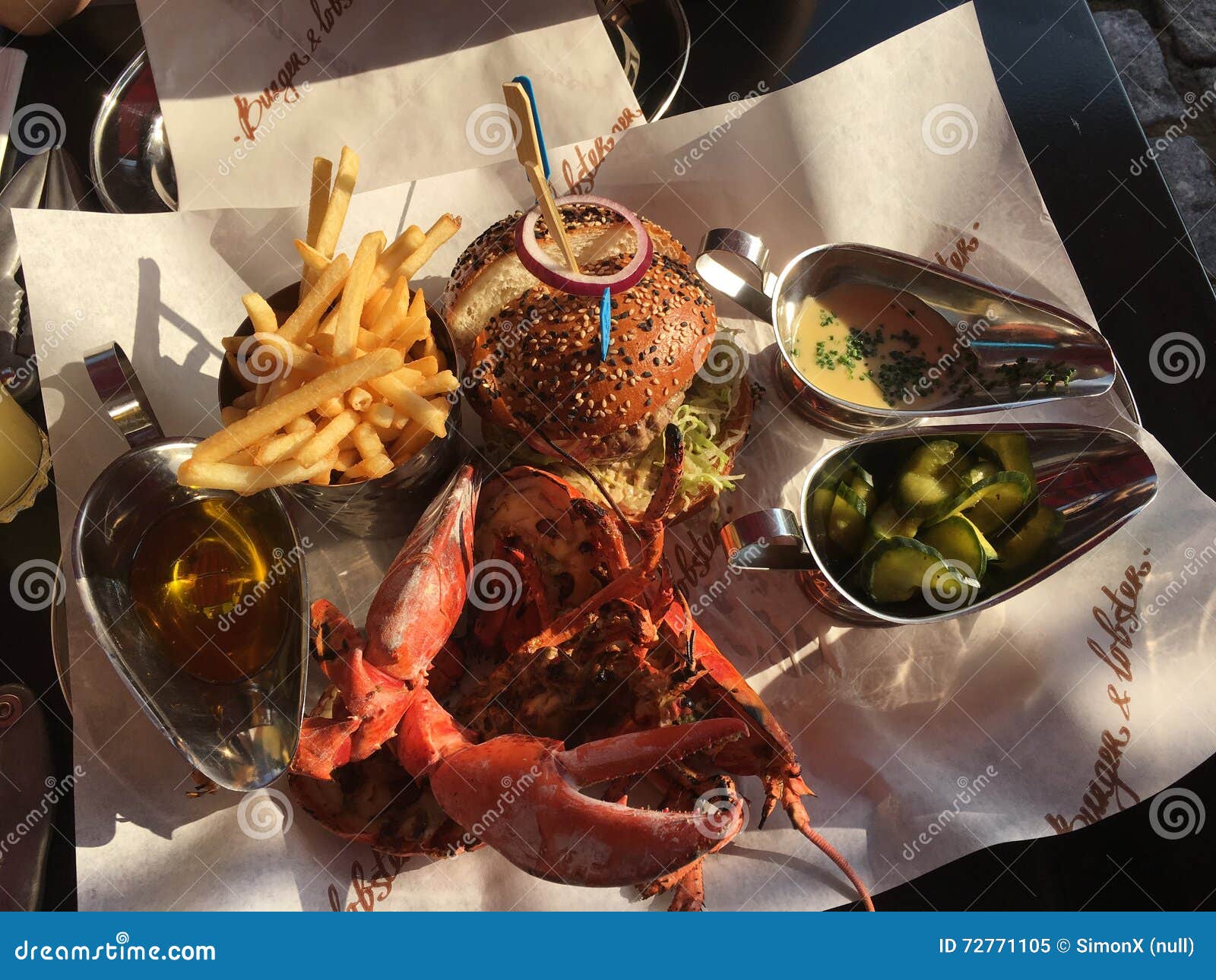 Burger and Lobster Dinner Canary Wharf Combo Editorial Image Image of wharf, combo 72771105