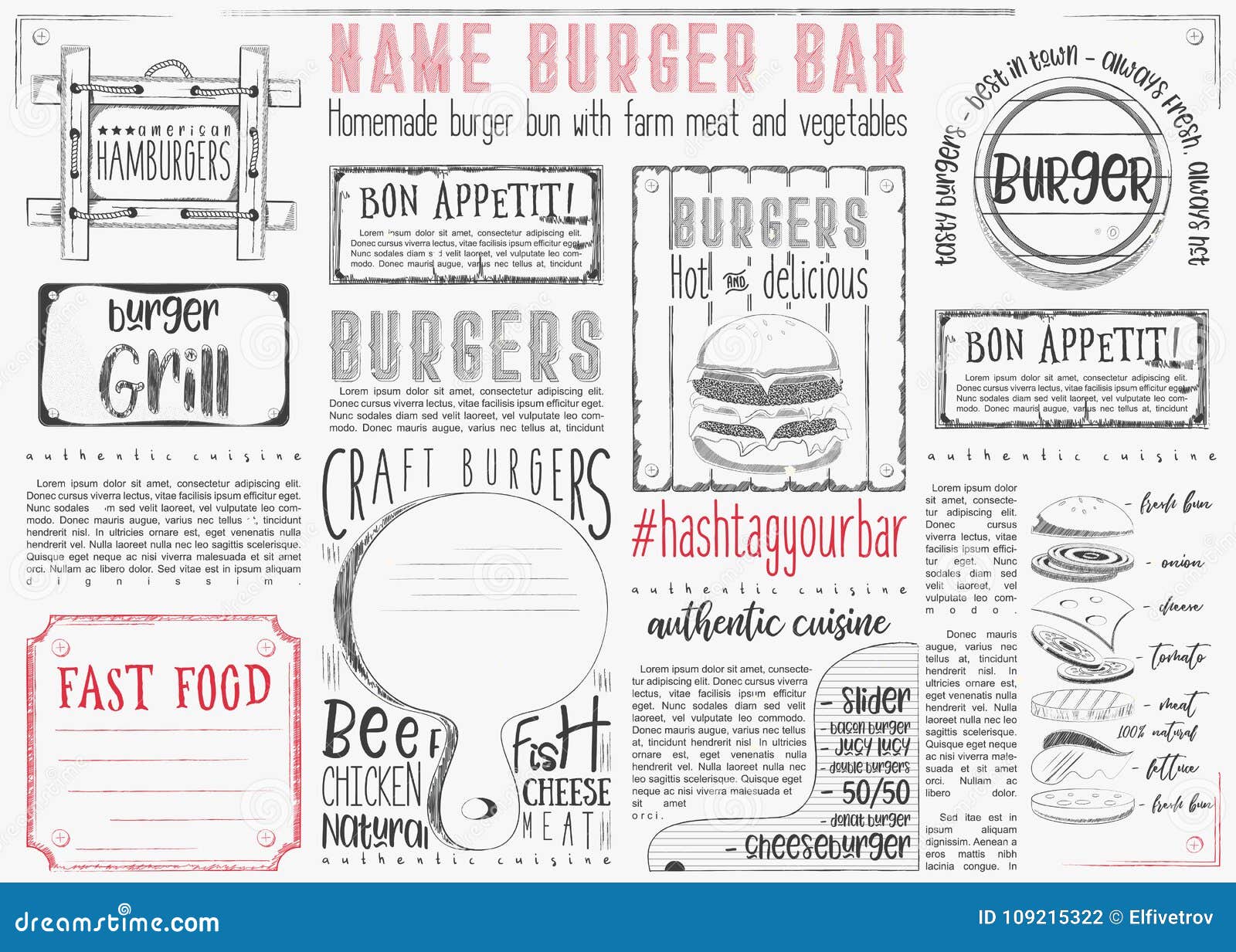 burger placemat on craft paper