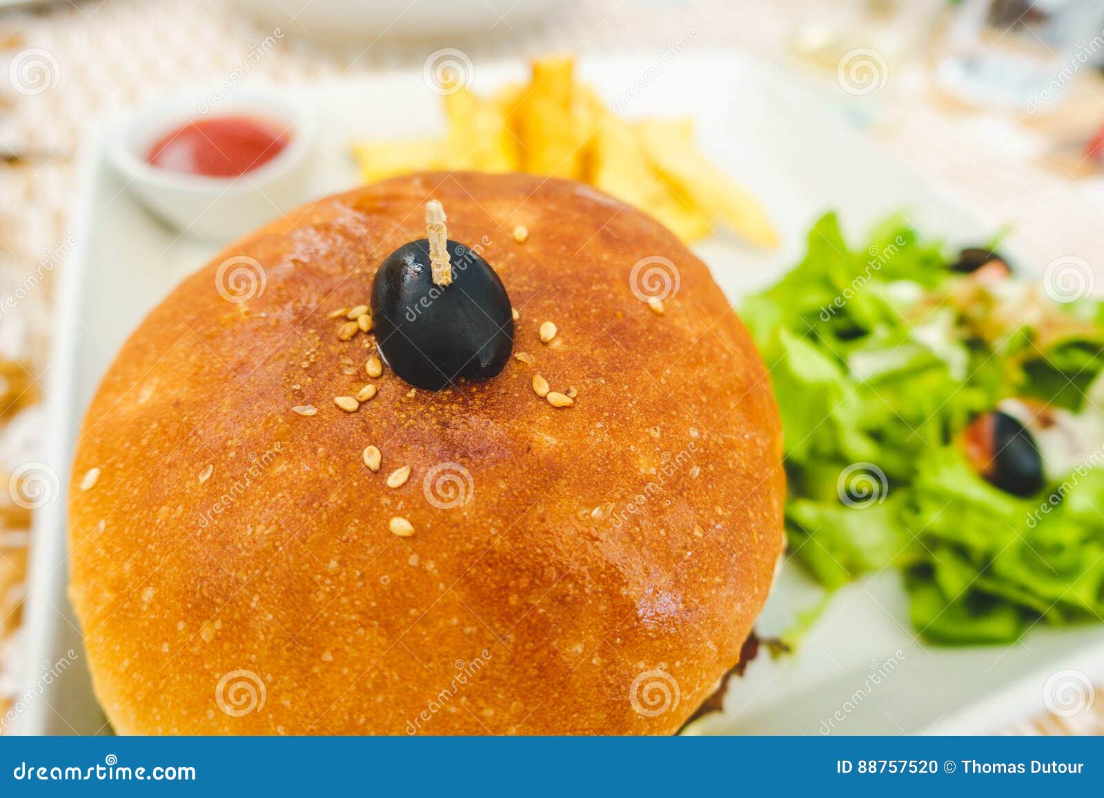 Burger with Salad and Chips Stock Photo Image of fresh, chips 88757520