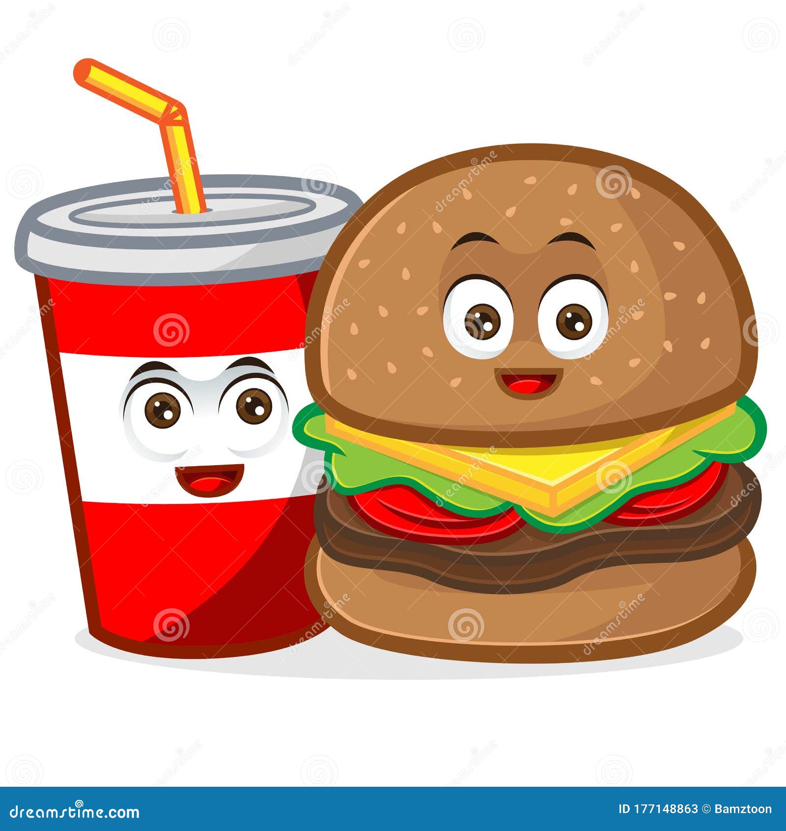 Burger and Soft Drink Mascot Cartoon Illustration Stock Vector - Illustration of meat, beef: 177148863 Burger and Soft Drink Mascot Cartoon Illustration Stock Vector - Illustration of meat, beef: 177148863
