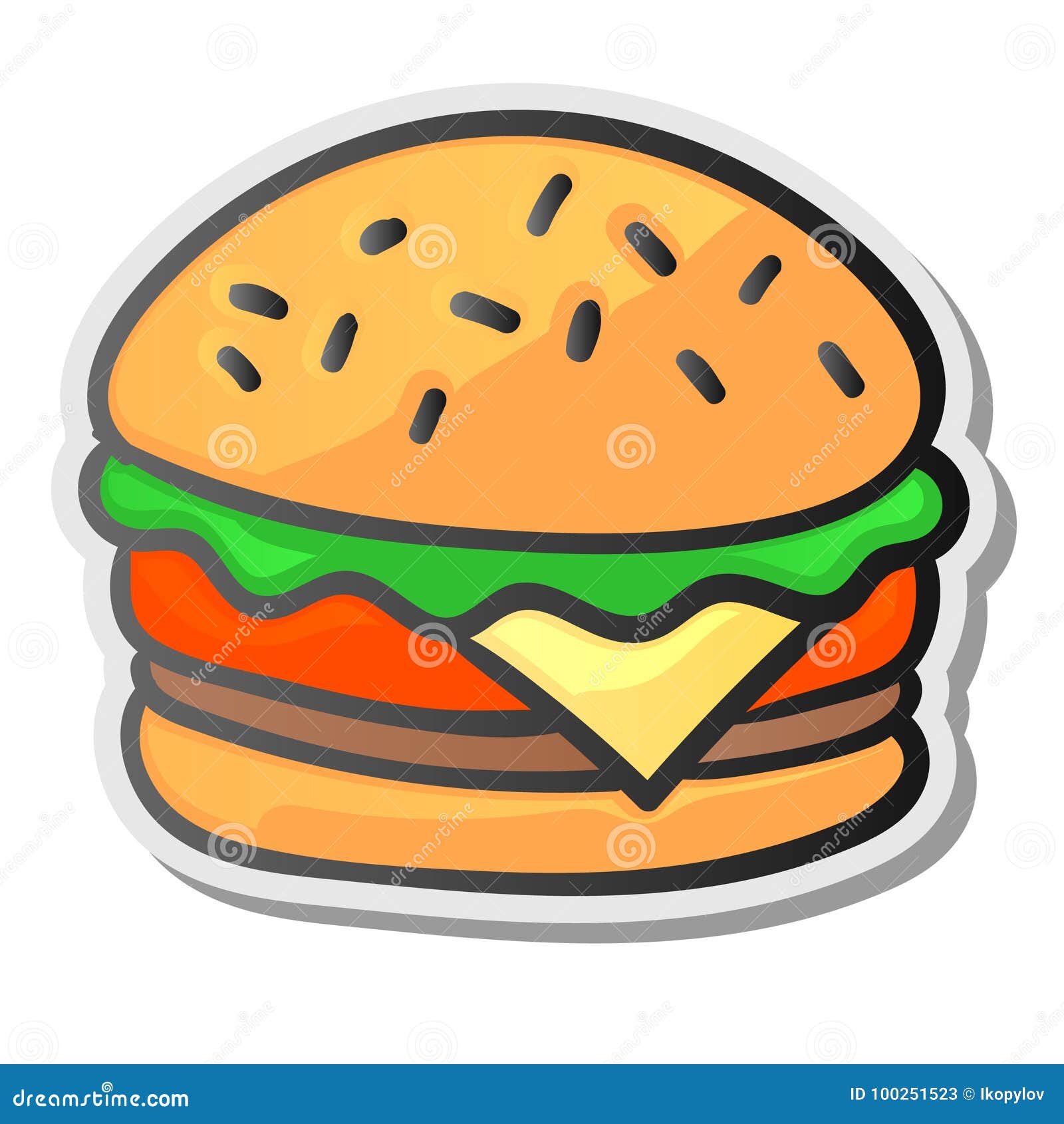 Burger Sticker, Isolated Background Stock Vector - Illustration of cute,  isolated: 100251523