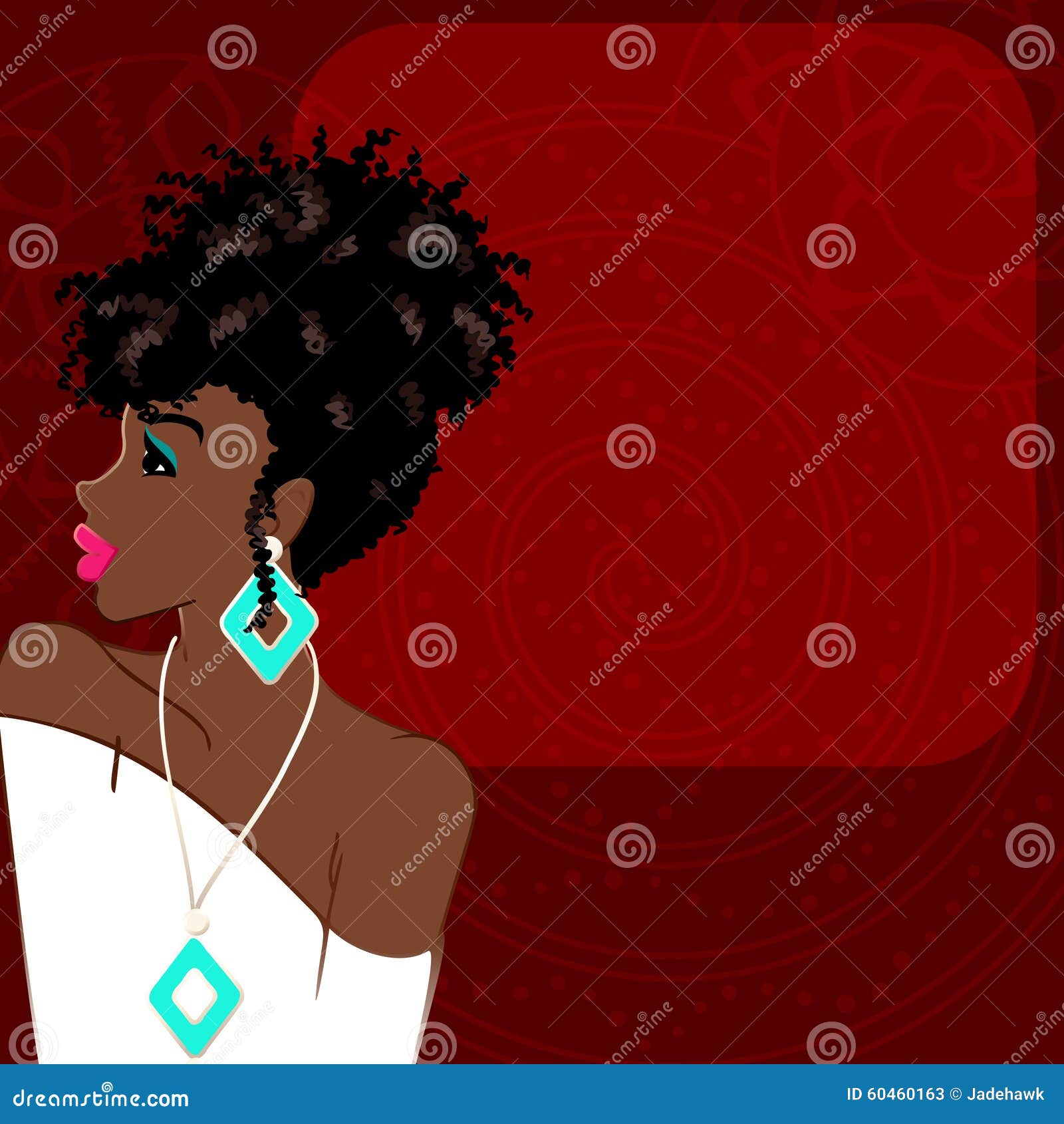 Burgundy Background with Dark-skinned Woman Stock Vector - Illustration of  curly, american: 60460163