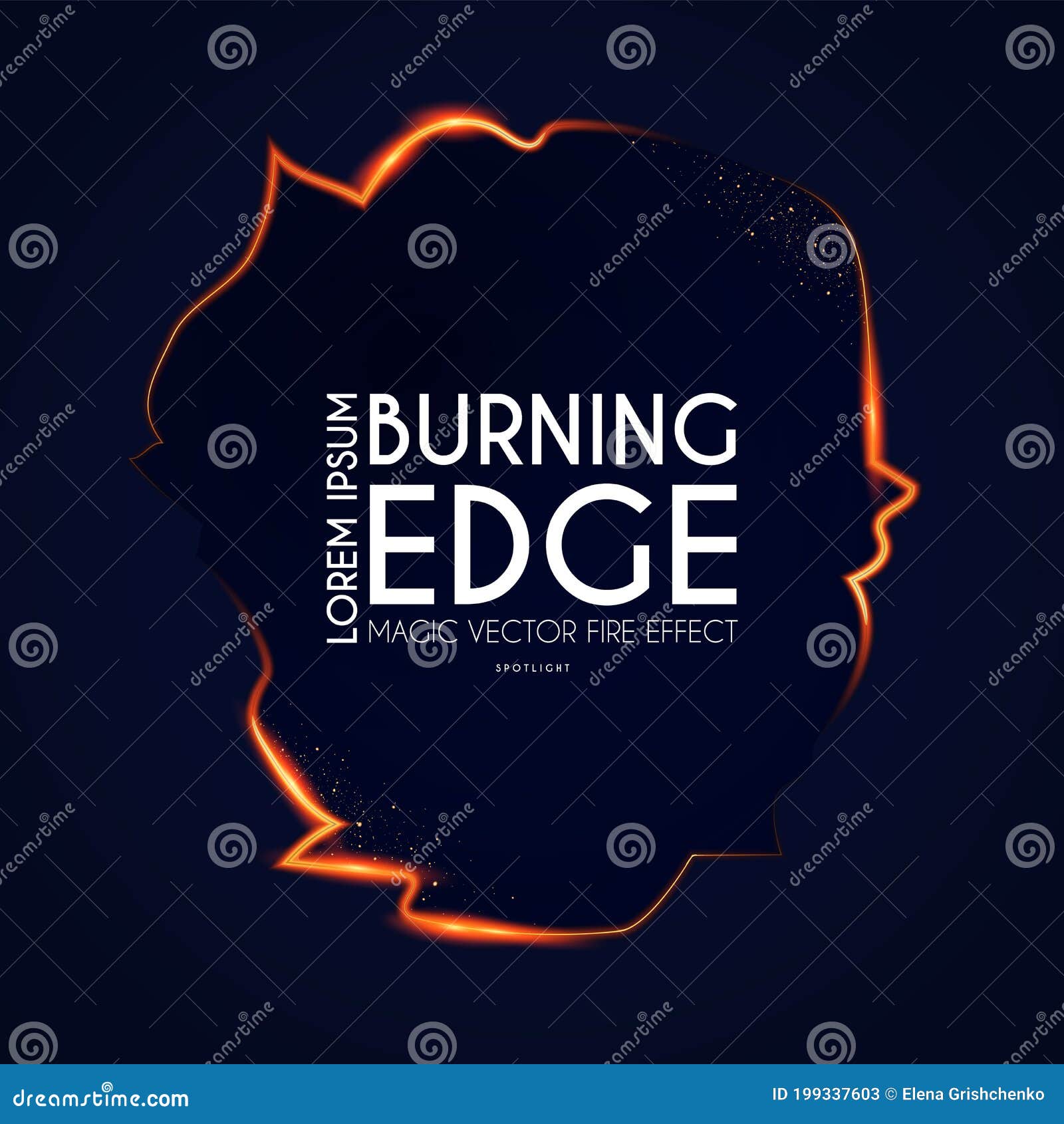Burining Ragged Edge Shining Design. Fire And Light Effect. Shining