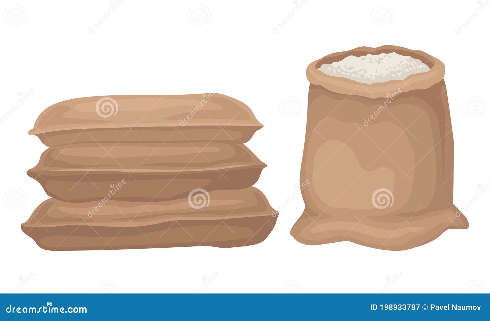 Burlap Sacks with Rice or Bulk Stock Vector Set Stock Vector ...