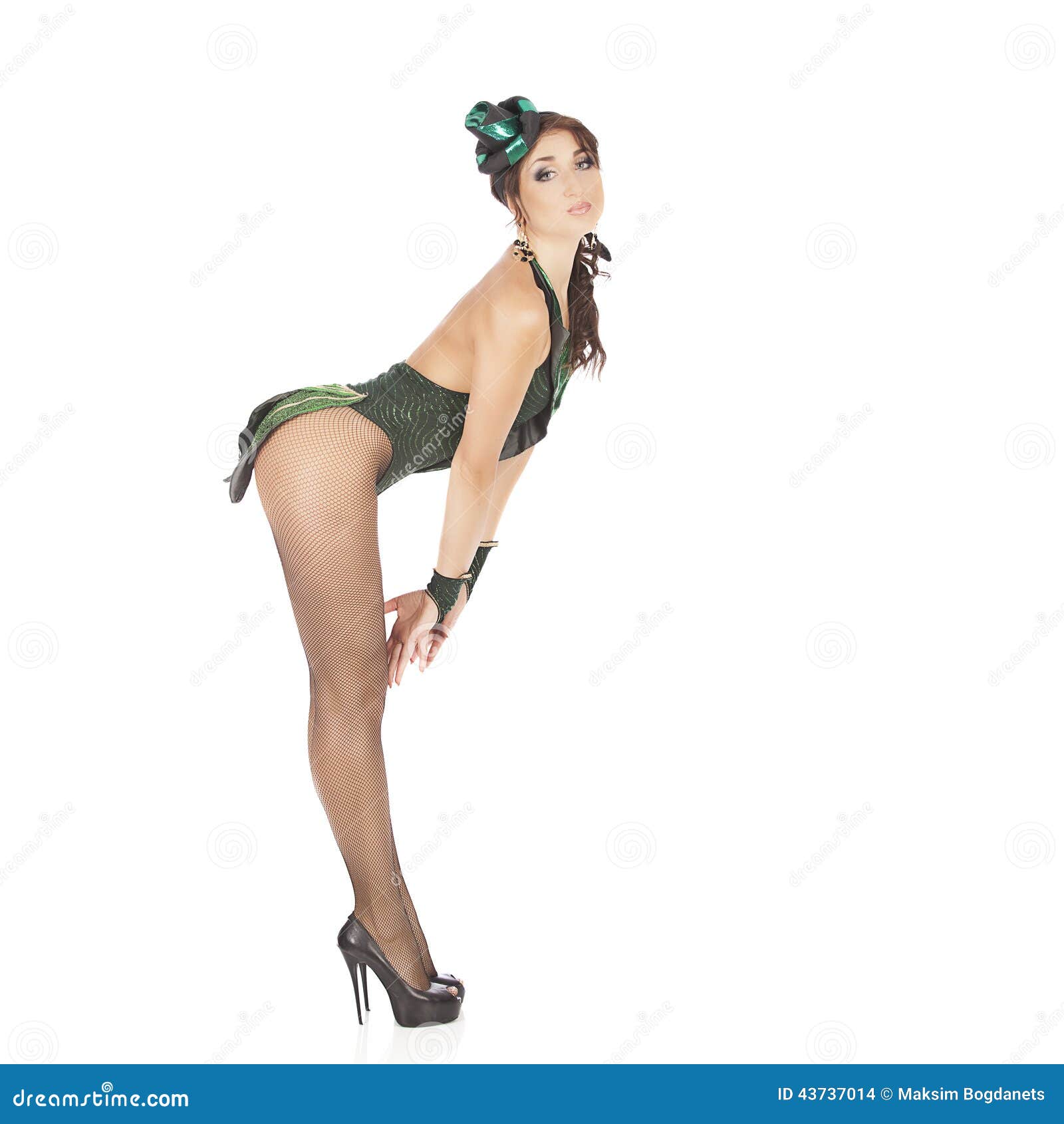 Burlesque Dancer with Green Dress Stock Photo Image of costume