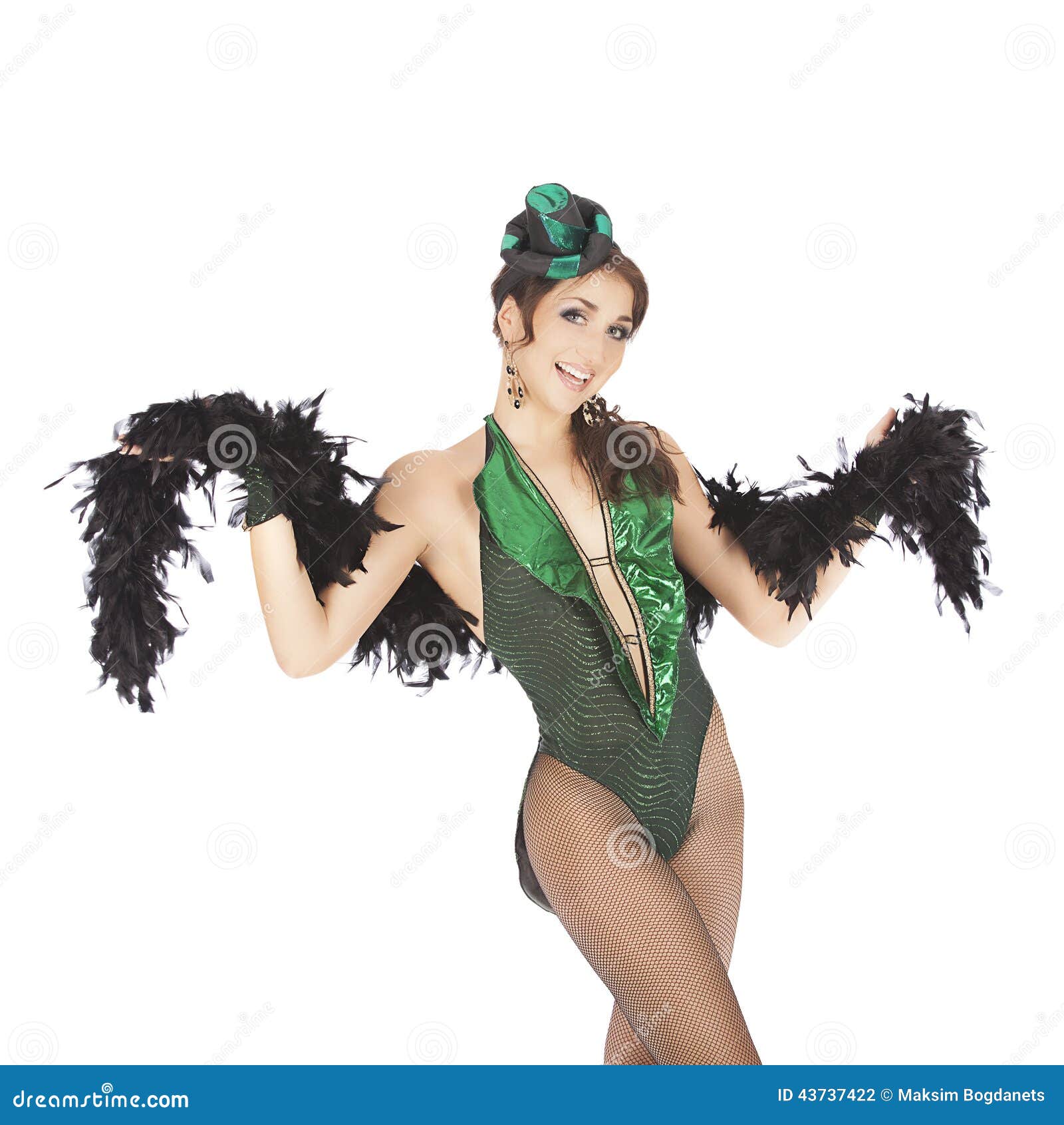 Burlesque Dancer with Green Dress Stock Photo Image of caucasian