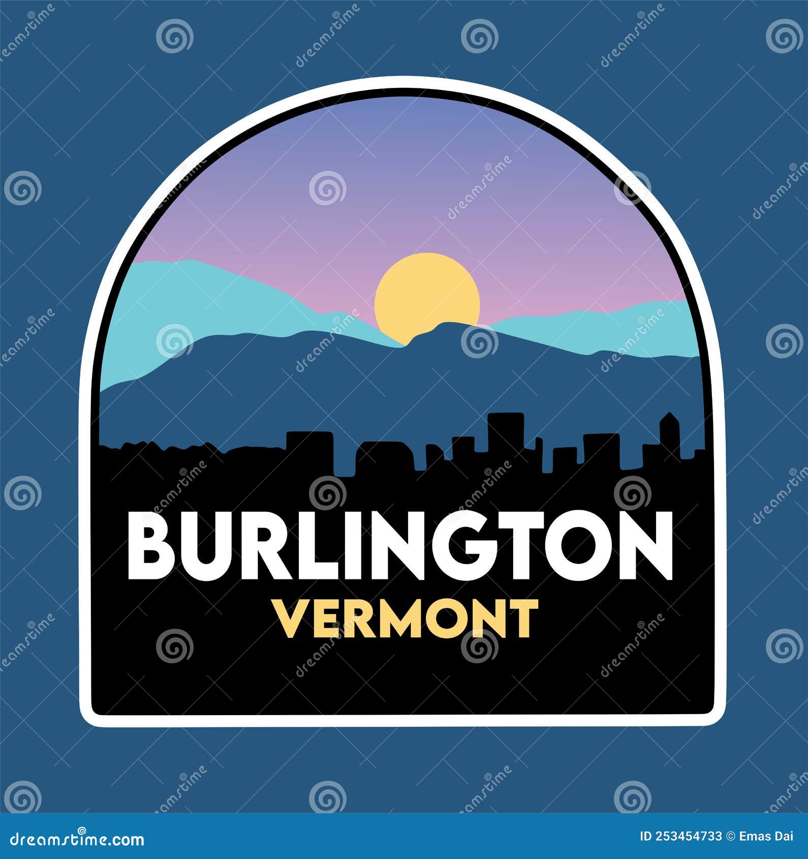 burlington vermont with blue background