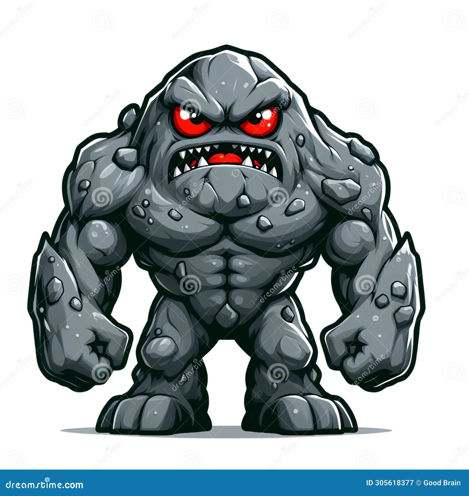 a burly stone monster with an angry expression, a fictional character  on a white background 6