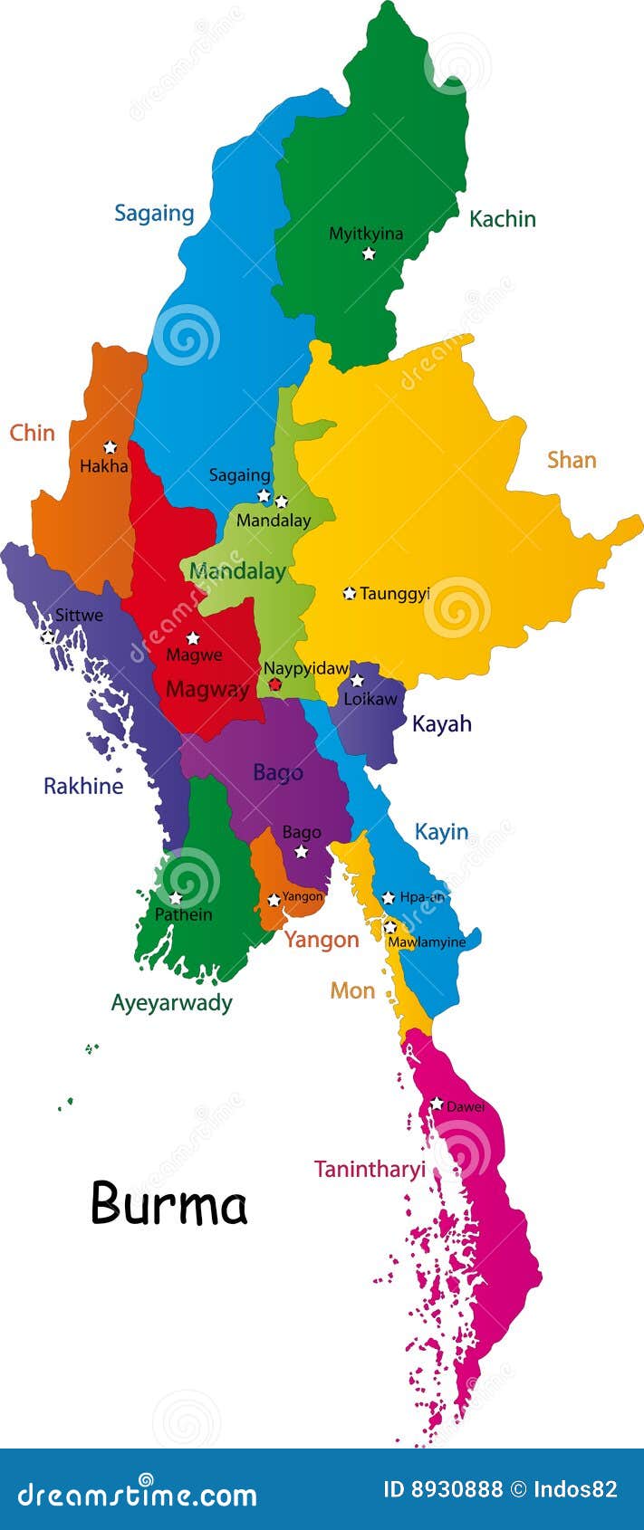 Burma Map Royalty Free Stock Photos - Image: 8930888