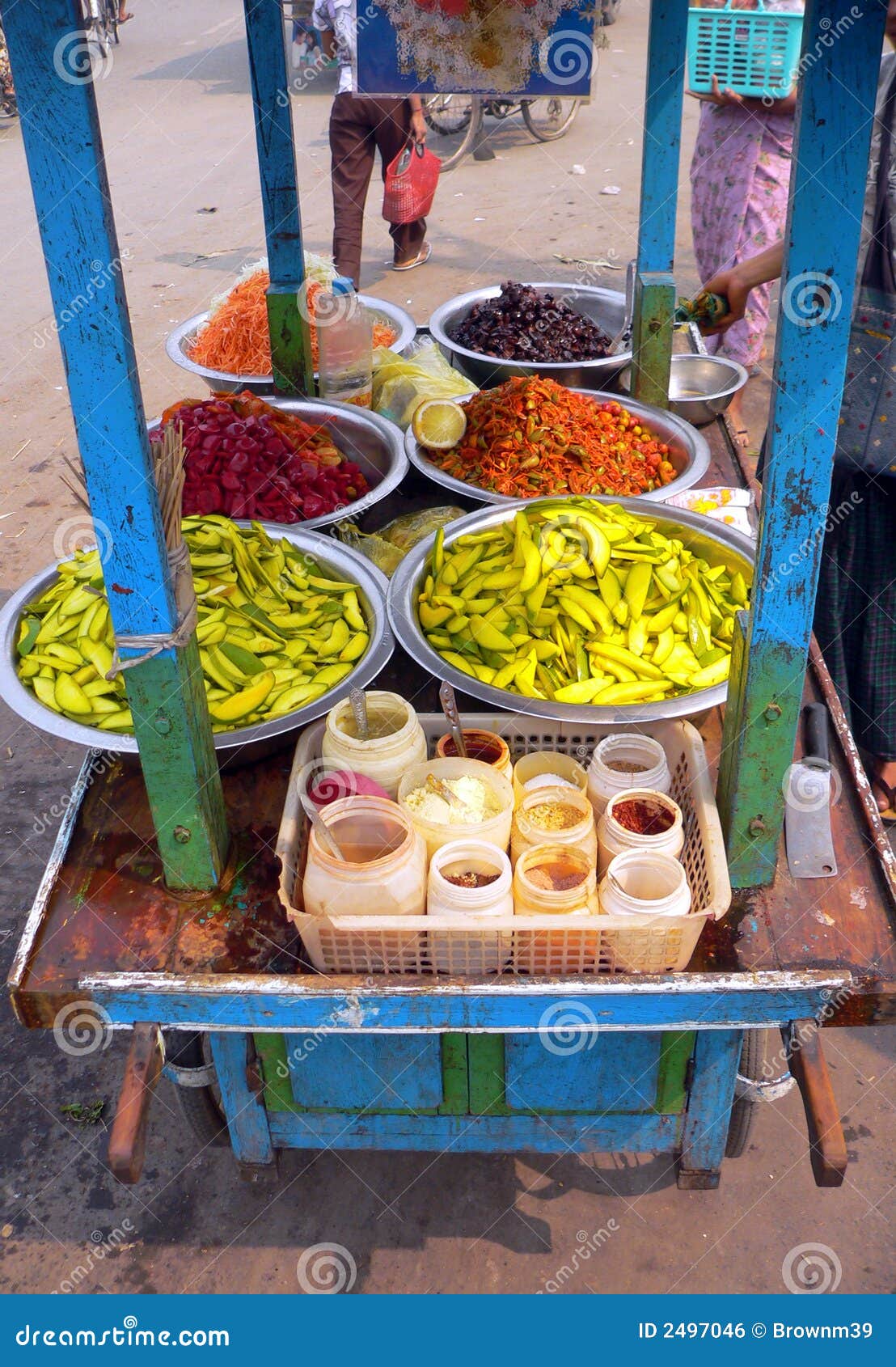 Burma. Street Vending Cart stock photo. Image of pear 2497046