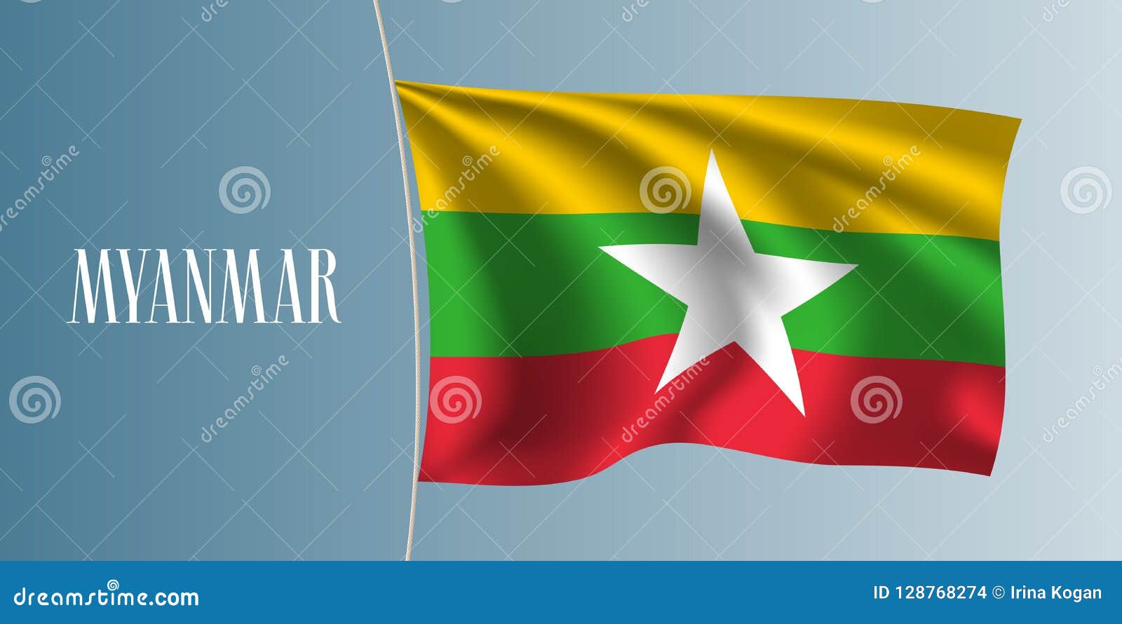 burma waving flag  . iconic  