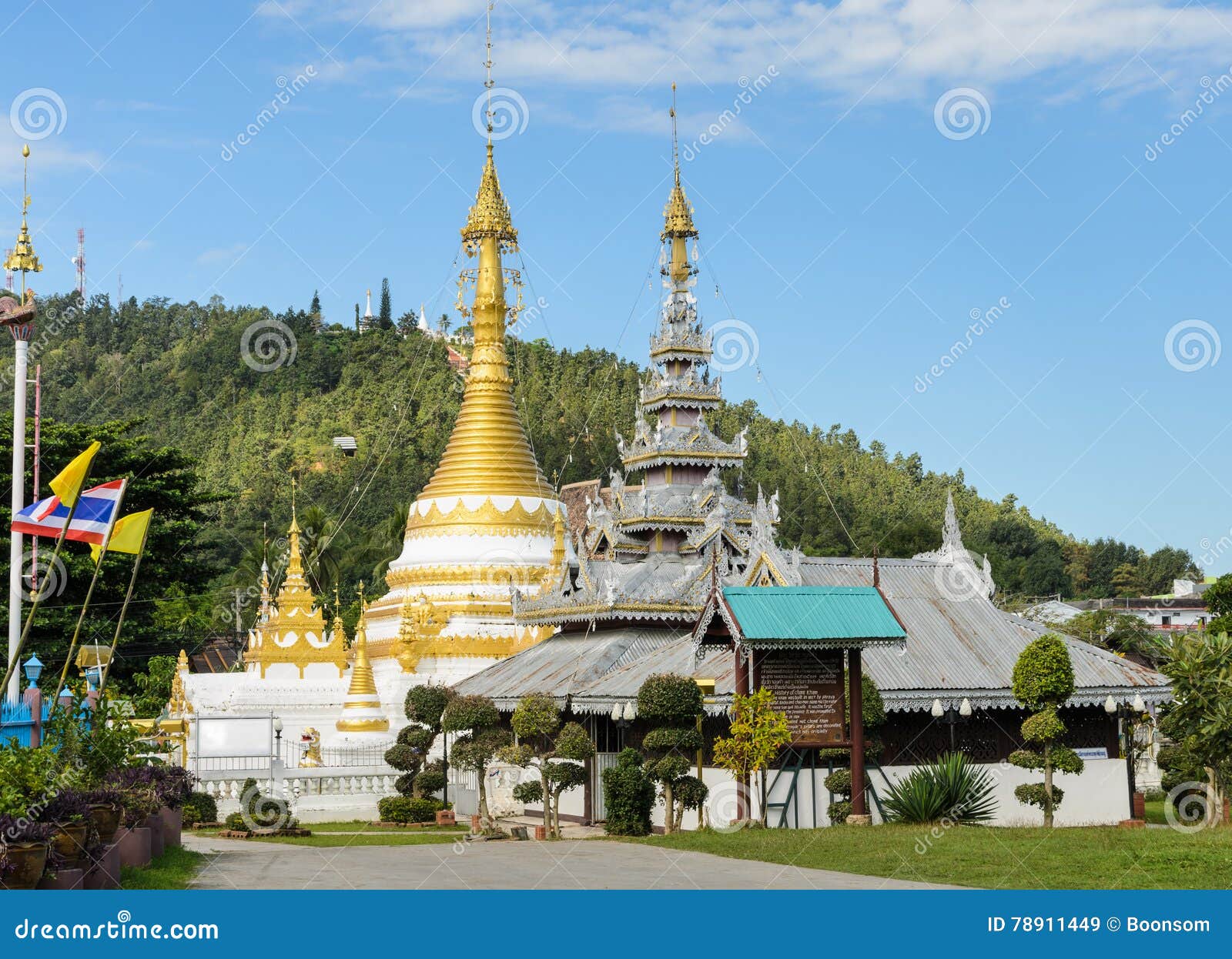 Burmese Style Temple In Mae Hong Son, Thailand Stock Image