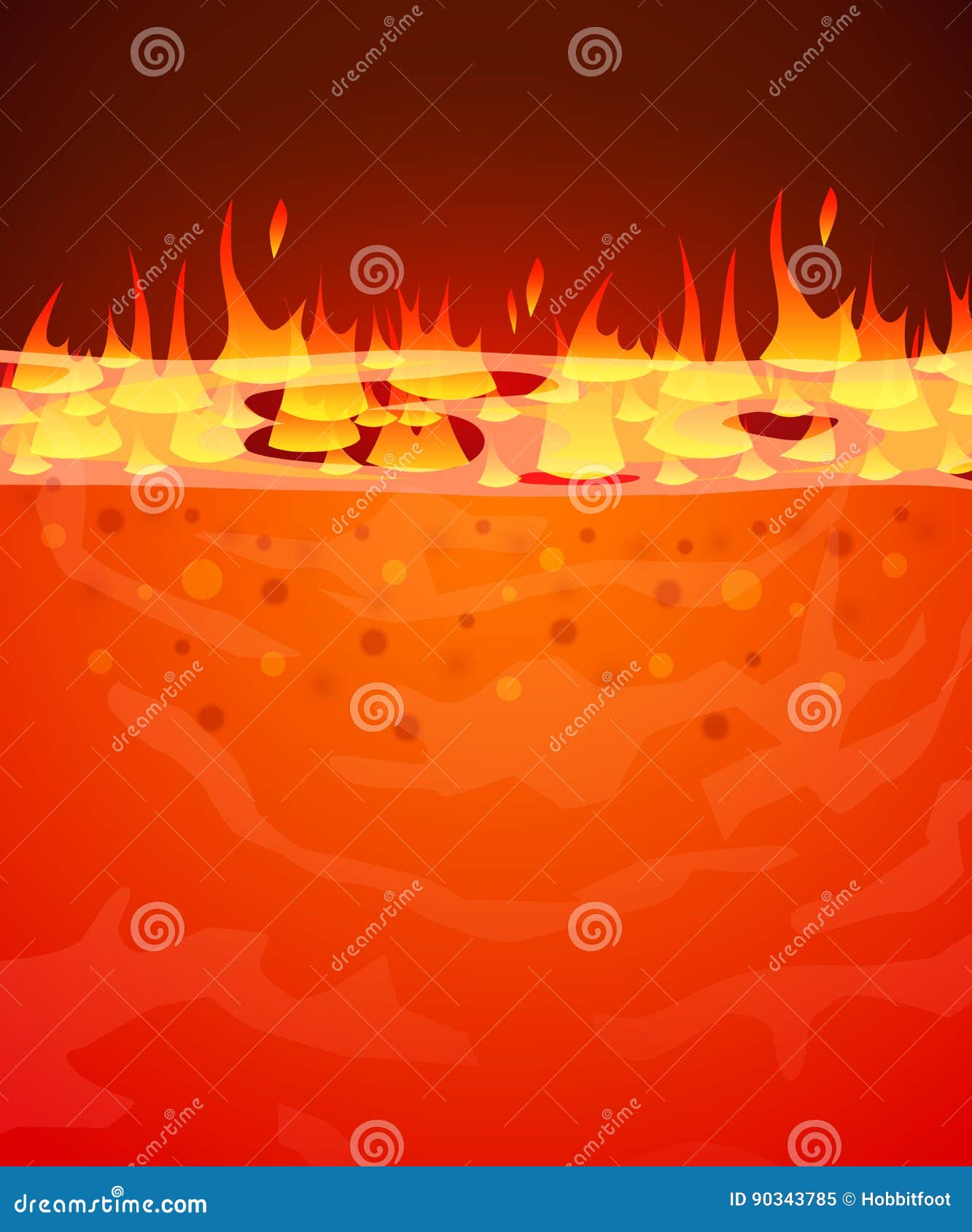 Burn Flame Fire Vector Background. Hell, Lava or Molten Steel Concept