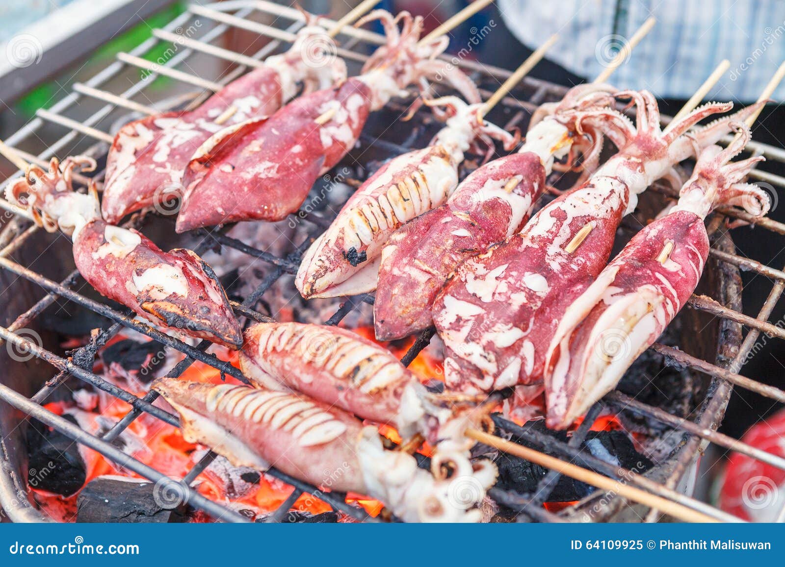 Burn Grilled Squid on Stove Stock Image Image of delicacy