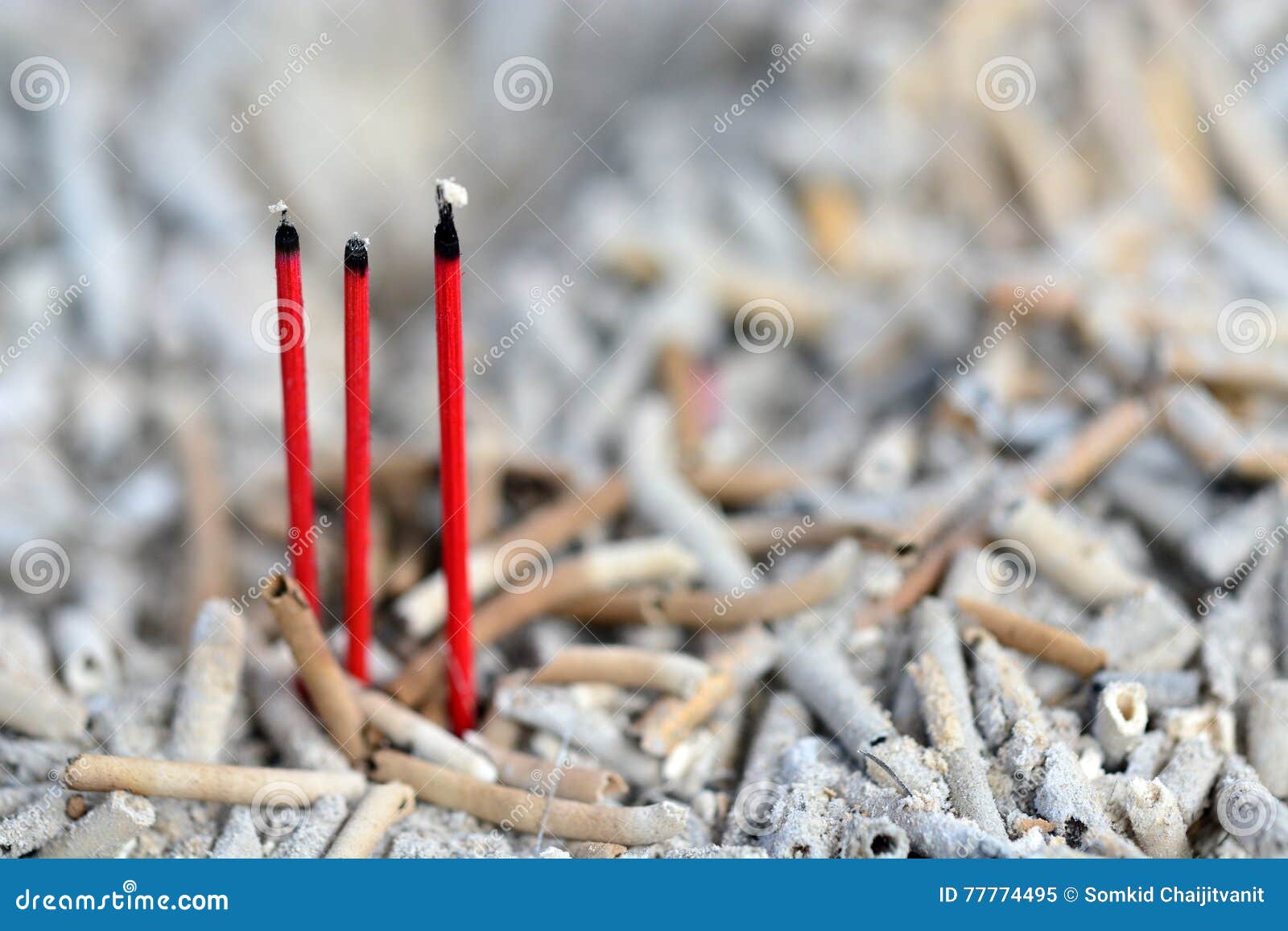 Burned Incense Sticks in Jossstick Pot Stock Image Image of burn